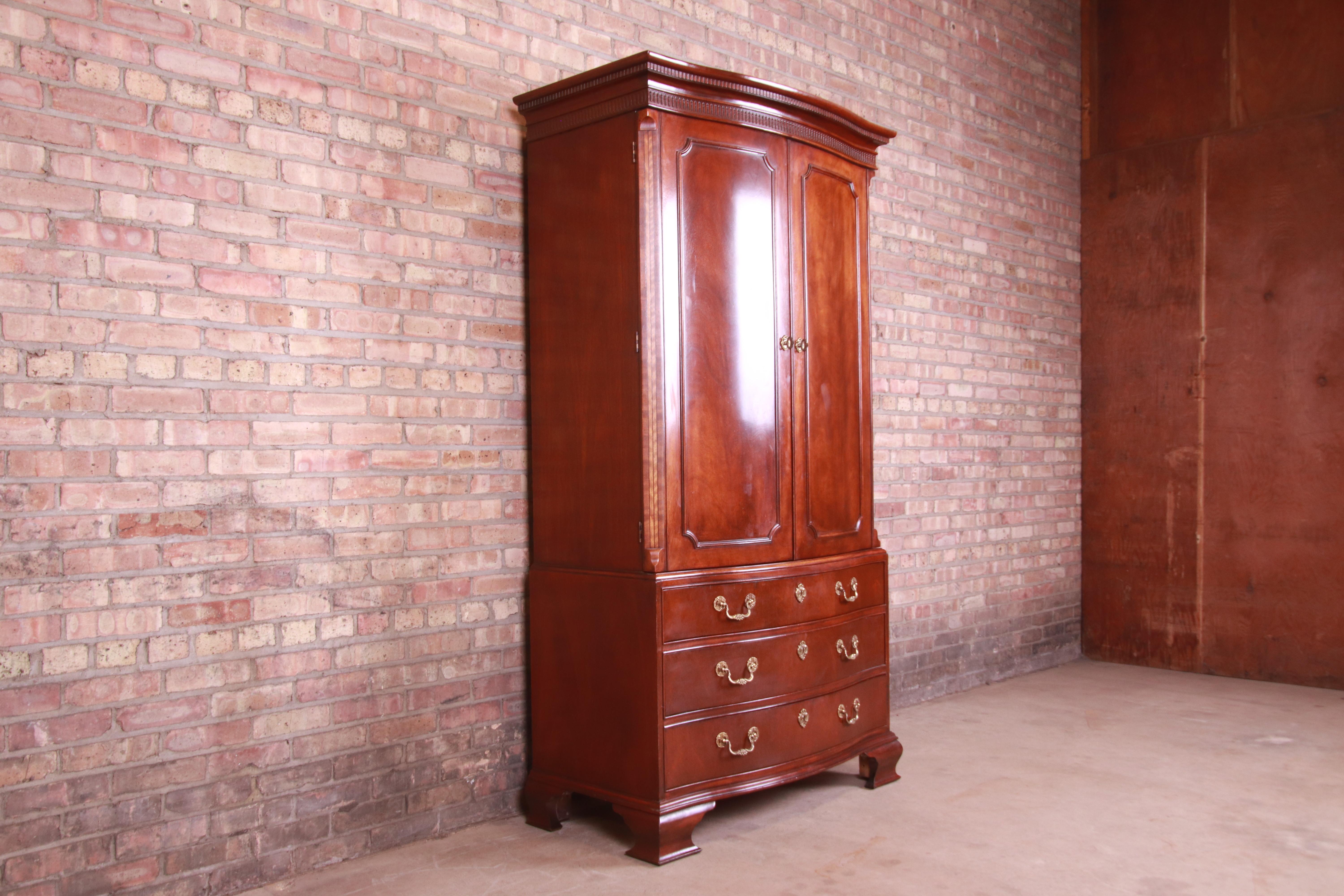 Baker Furniture Georgian Mahogany Armoire Dresser In Good Condition In South Bend, IN