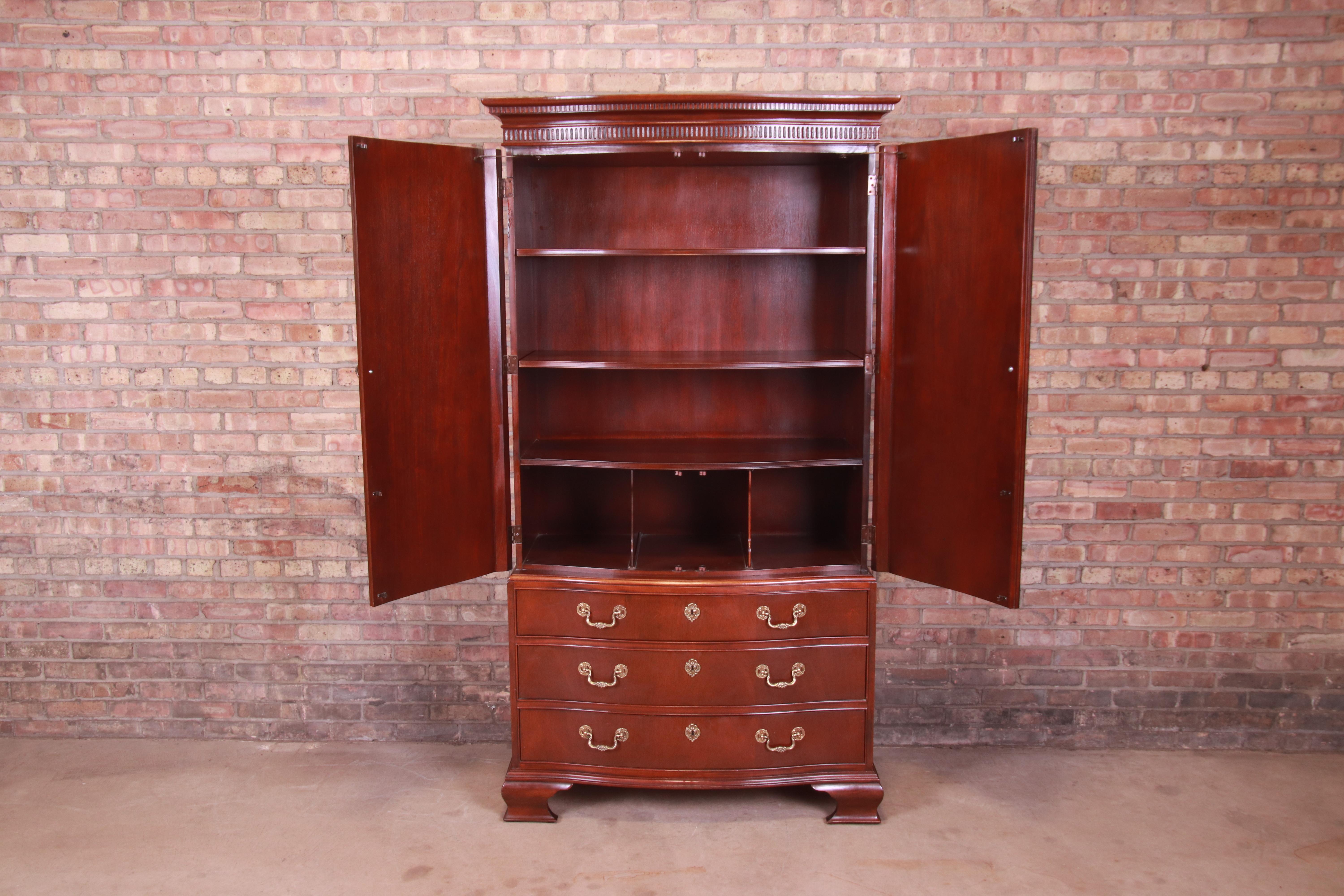 Late 20th Century Baker Furniture Georgian Mahogany Armoire Dresser