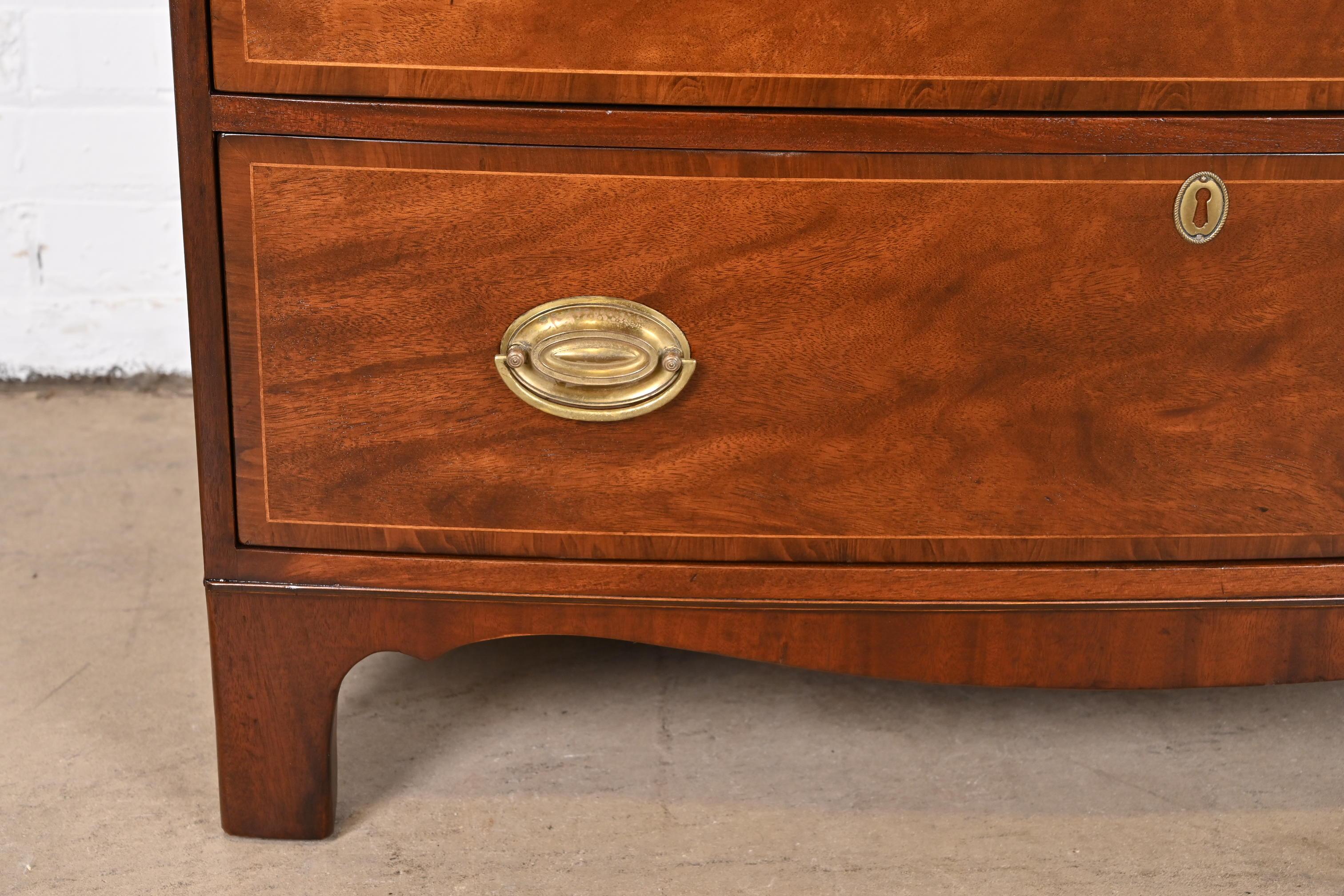 Baker Furniture Georgian Mahogany Bow Front Bachelor Chest, Newly Refinished 2