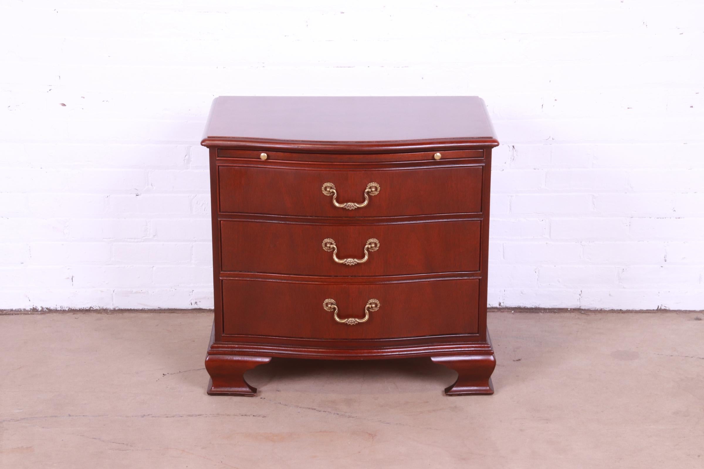 American Baker Furniture Georgian Mahogany Bow Front Bedside Chest