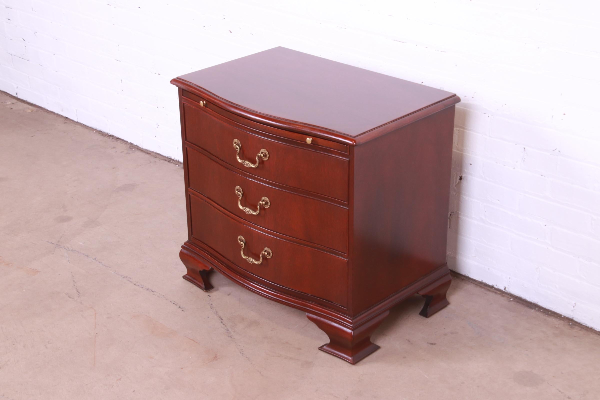 20th Century Baker Furniture Georgian Mahogany Bow Front Bedside Chest