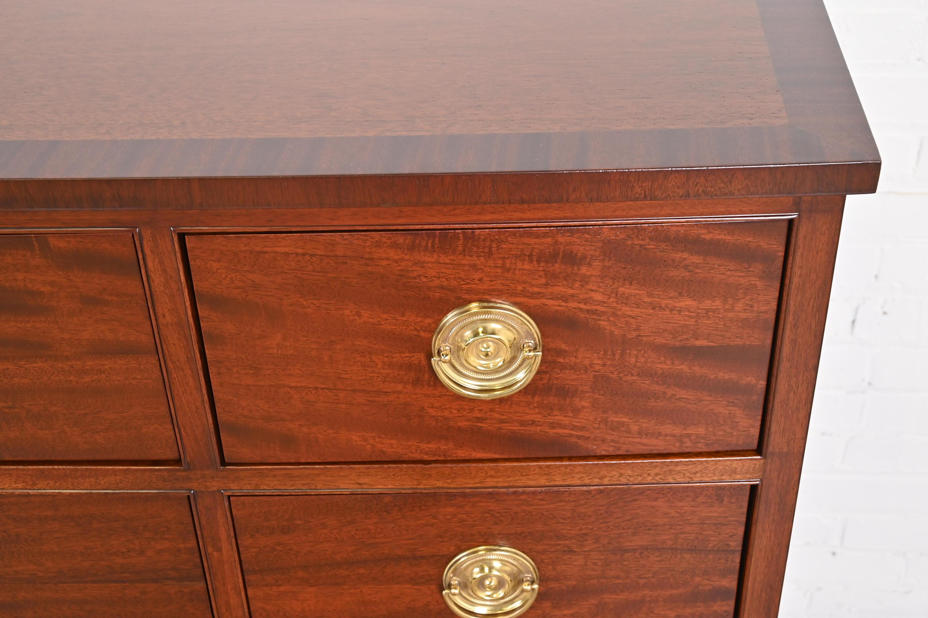 Baker Furniture Georgian Mahogany Bow Front Dresser Chest, Newly Refinished 5
