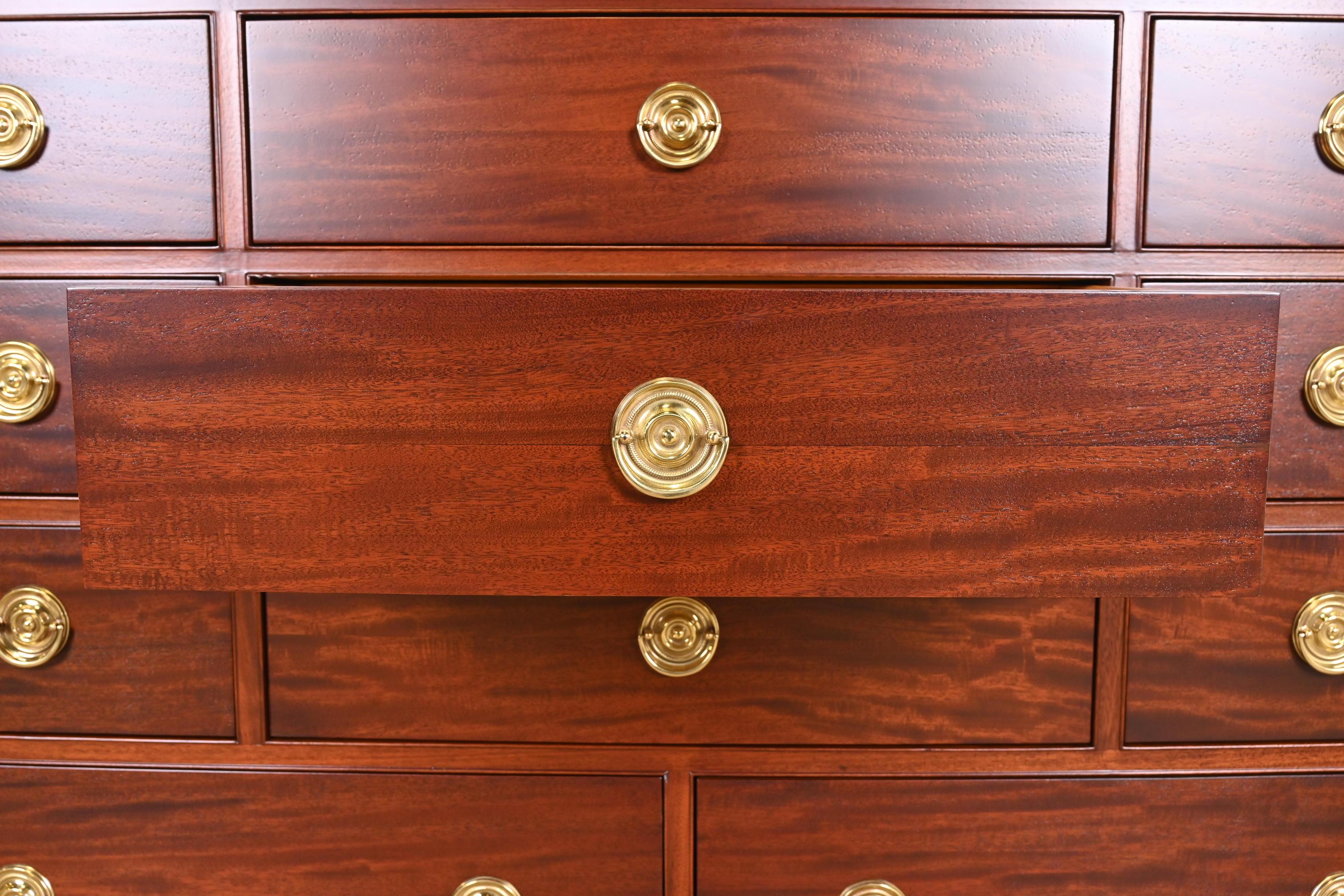 Baker Furniture Georgian Mahogany Bow Front Dresser Chest, Newly Refinished 1