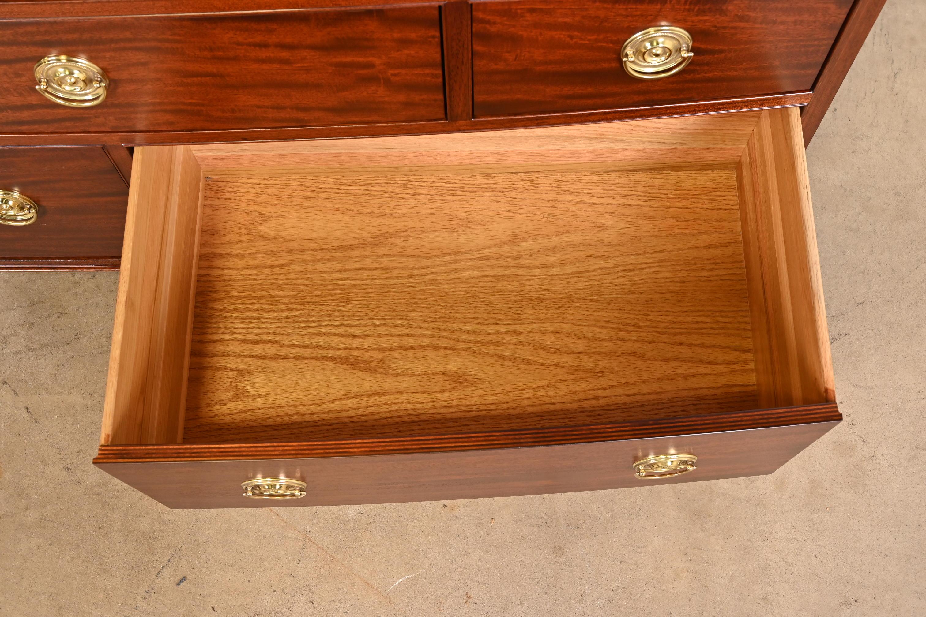 Baker Furniture Georgian Mahogany Bow Front Dresser Chest, Newly Refinished 2