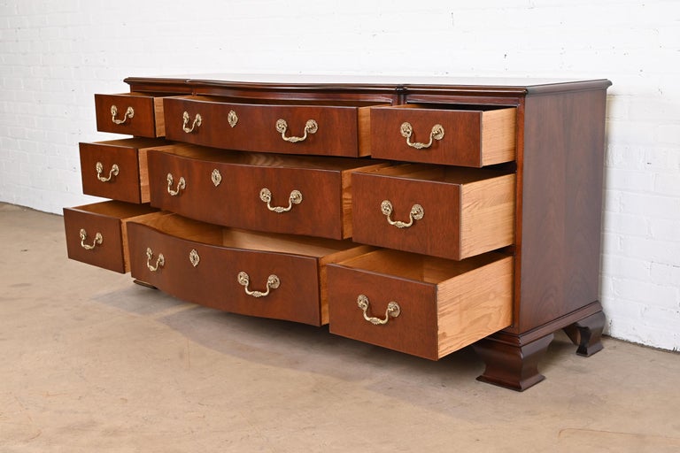 Baker Furniture Mahogany Bow Front Long Dresser, Newly