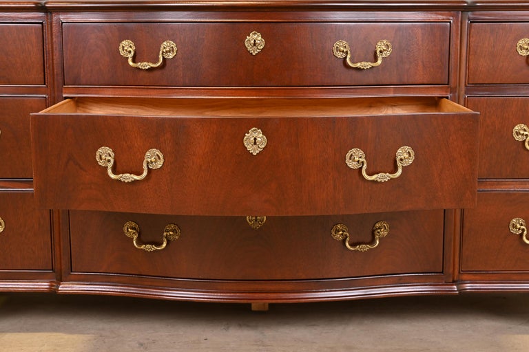 Baker Furniture Mahogany Bow Front Long Dresser, Newly