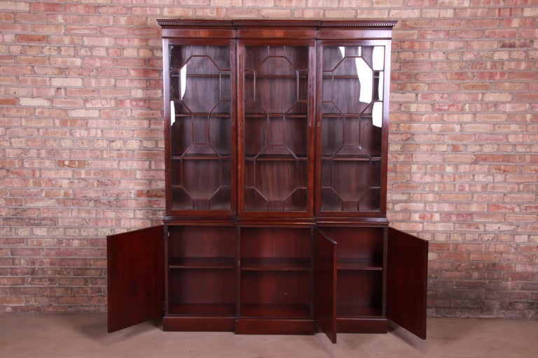 Baker Furniture Mahogany Breakfront Bookcase circa