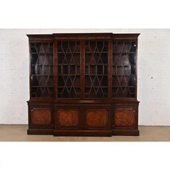 Baker Furniture Georgian Mahogany Breakfront Bookcase Cabinet, Circa 1960s