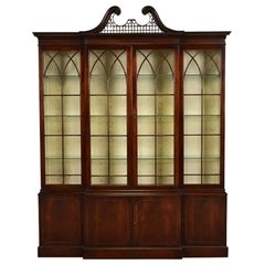 Baker Furniture Georgian Mahogany Breakfront Bookcase Cabinet, Circa 1960s