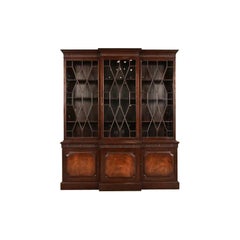 Baker Furniture Georgian Mahogany Breakfront Bookcase Cabinet, Circa 1960s