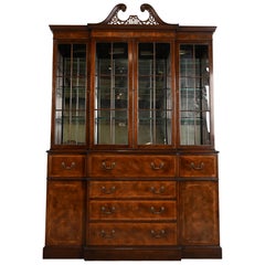 Baker Furniture Georgian Mahogany Breakfront Bookcase Cabinet, Circa 1960s