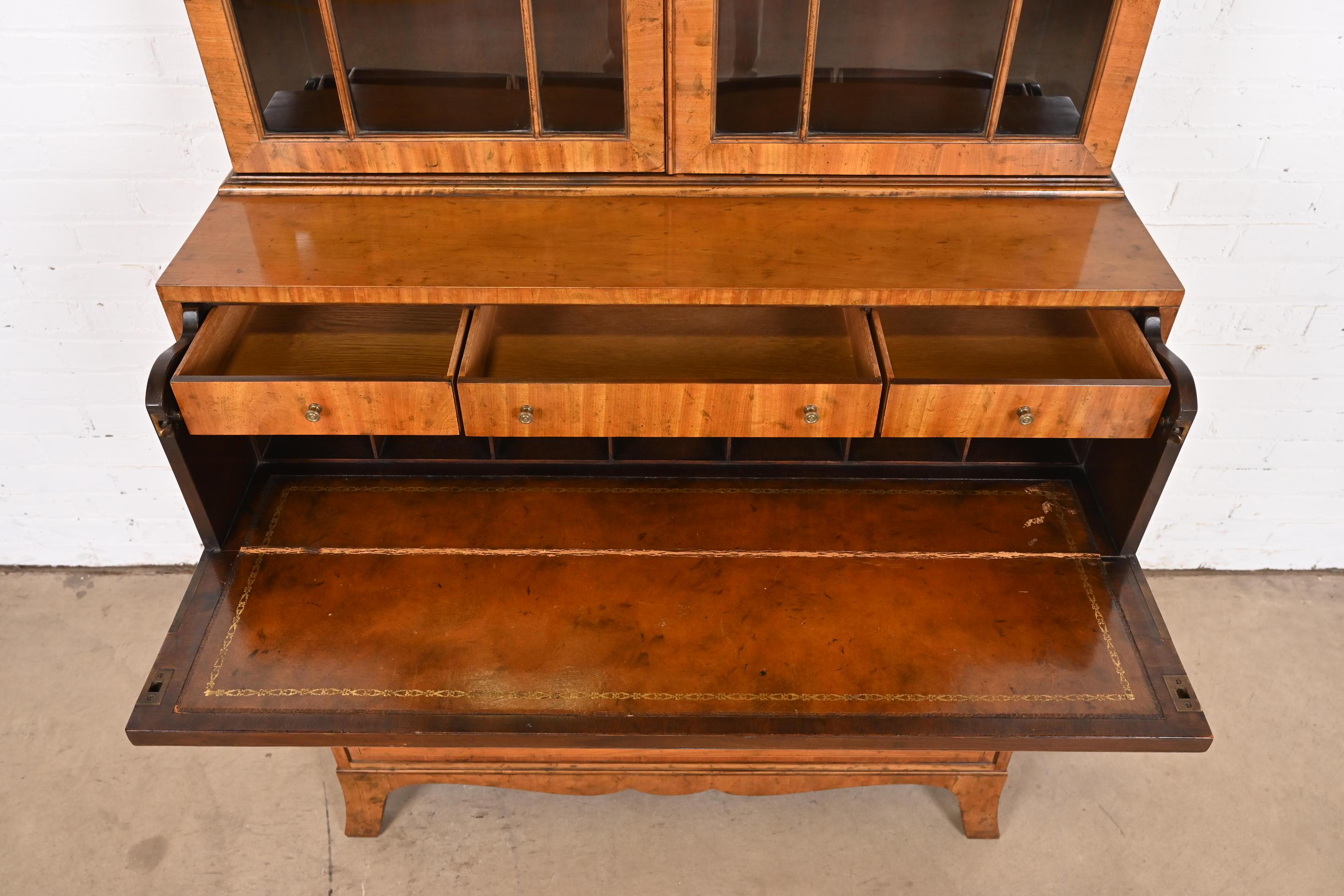 Baker Furniture Georgian Mahogany Breakfront Bookcase With Secretary Desk For Sale 4