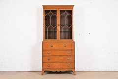 Baker Furniture Georgian Mahogany Breakfront Bookcase With Secretary Desk