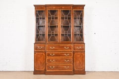 Baker Furniture Georgian Mahogany Breakfront Bookcase With Secretary Desk