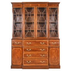 Baker Furniture Georgian Mahogany Breakfront Bookcase With Secretary Desk