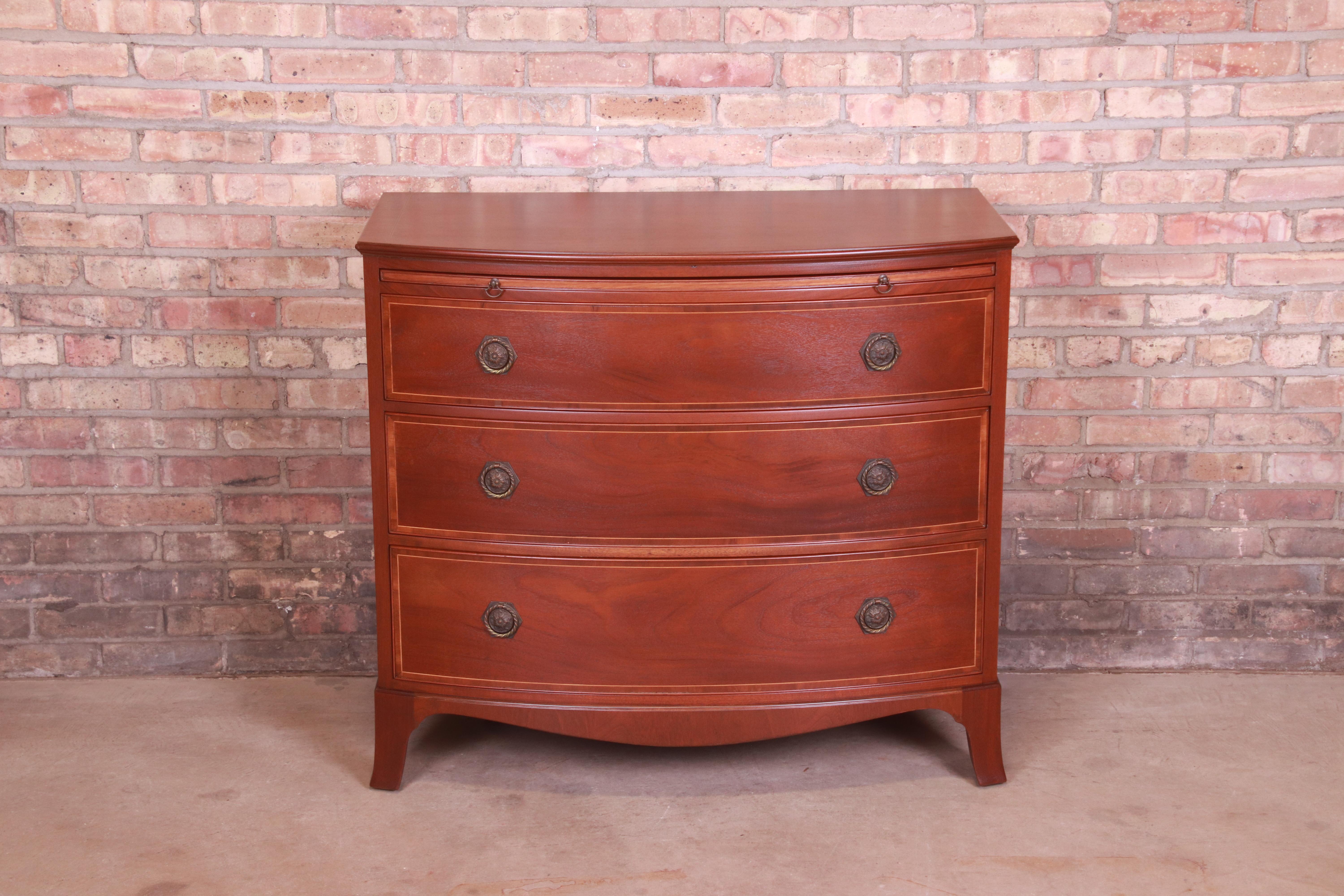 American Baker Furniture Georgian Mahogany Chest of Drawers, Newly Refinished