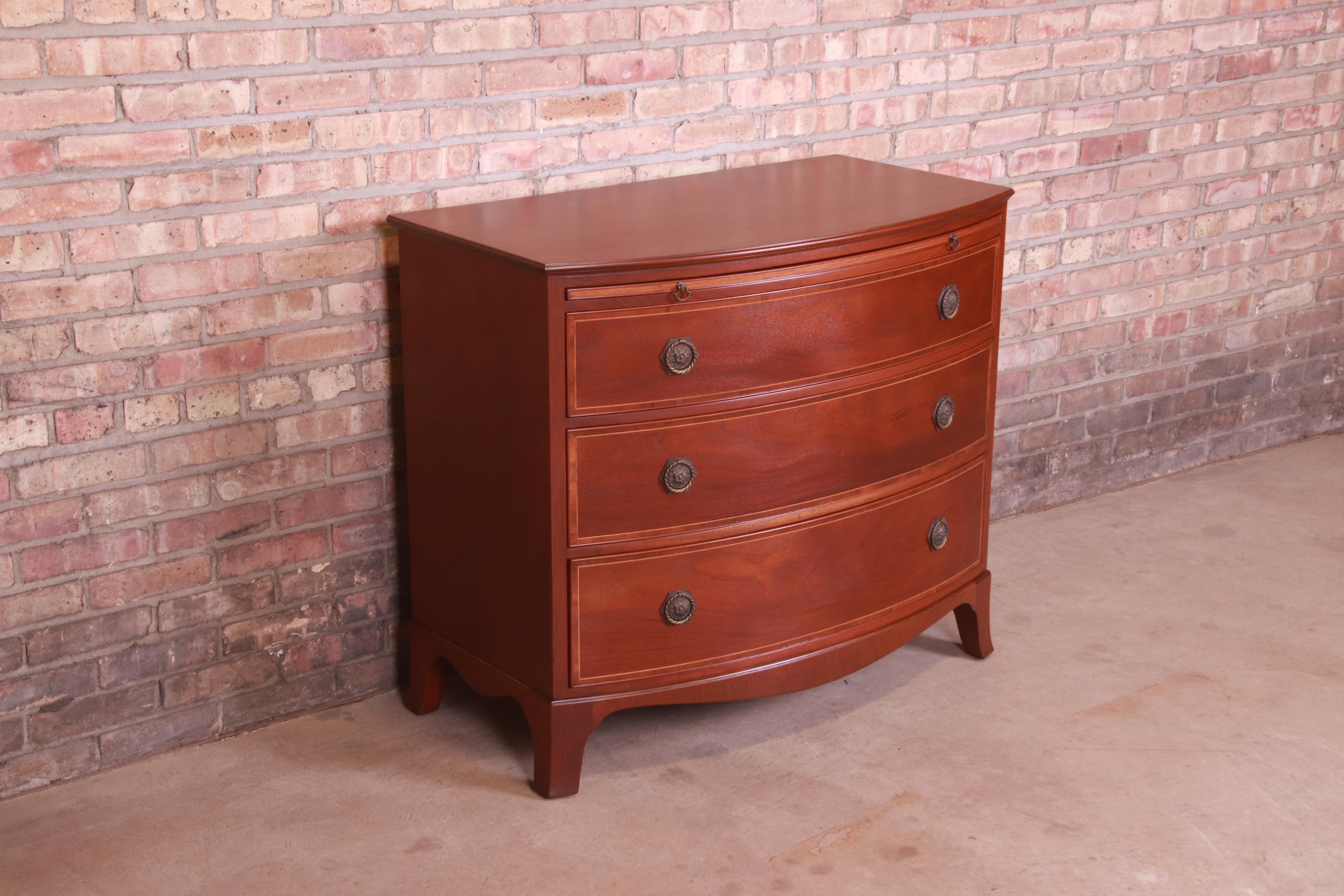 20th Century Baker Furniture Georgian Mahogany Chest of Drawers, Newly Refinished
