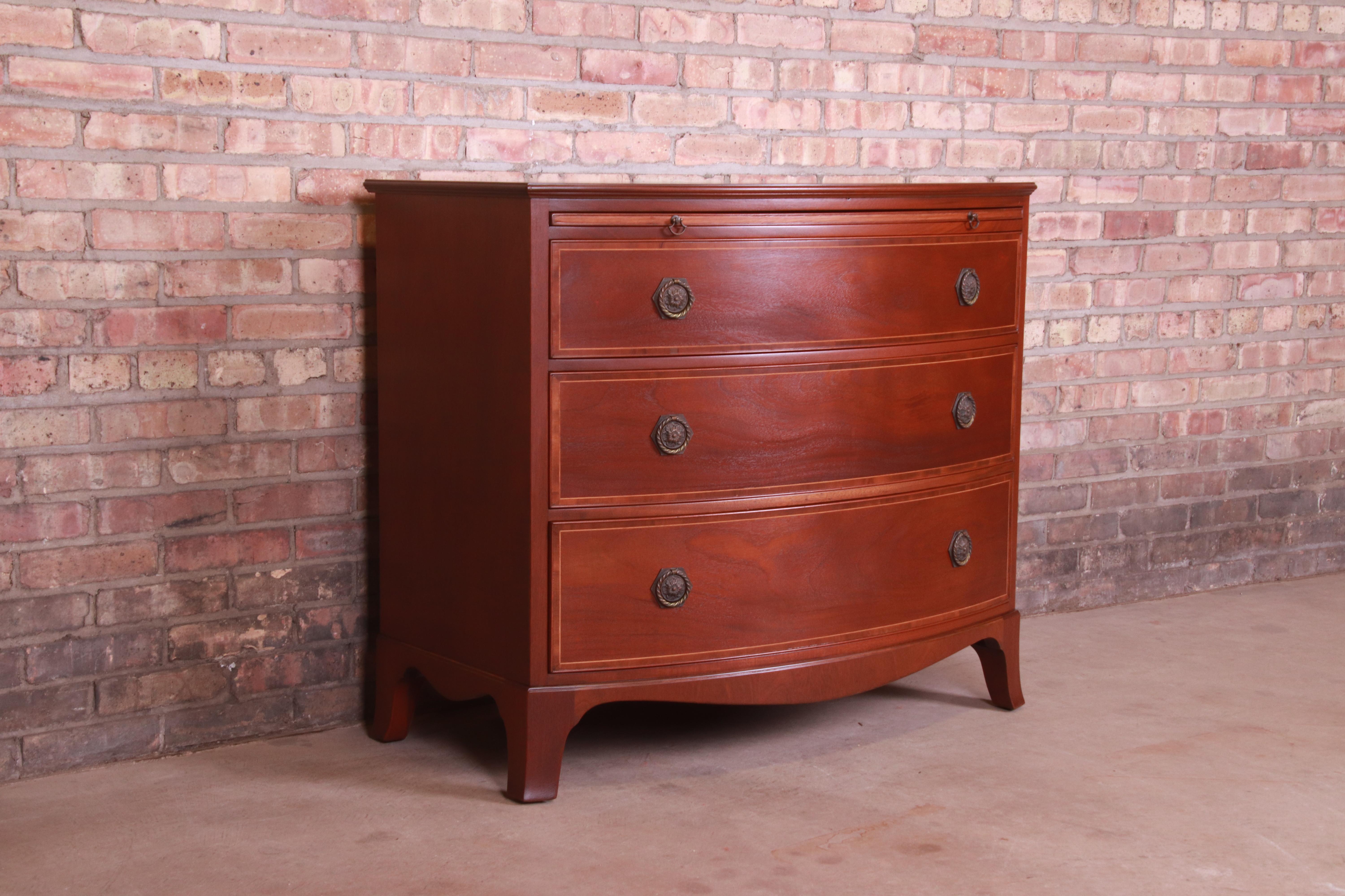 Brass Baker Furniture Georgian Mahogany Chest of Drawers, Newly Refinished