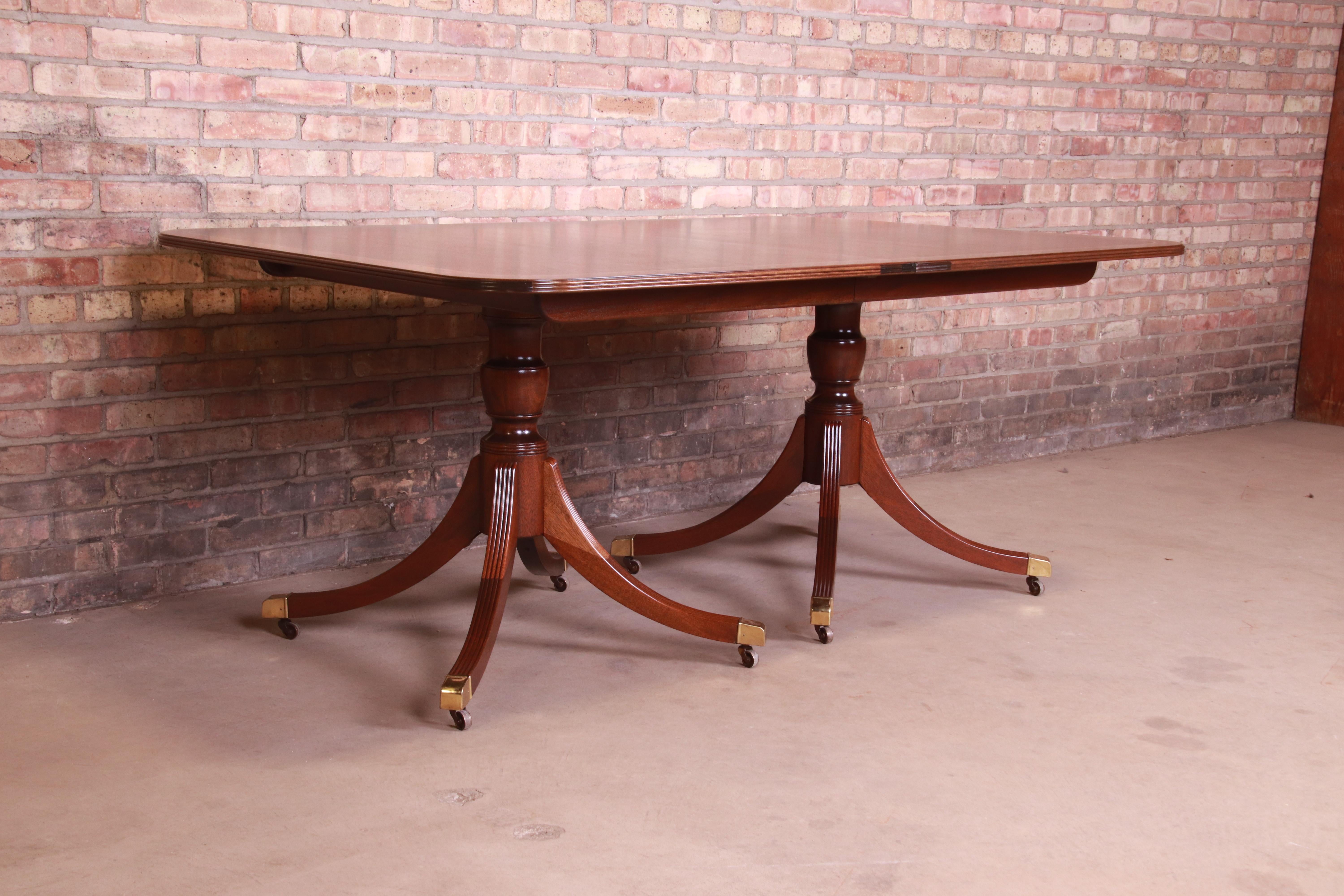 Baker Furniture Georgian Mahogany Double Pedestal Dining Table, Newly Refinished 4