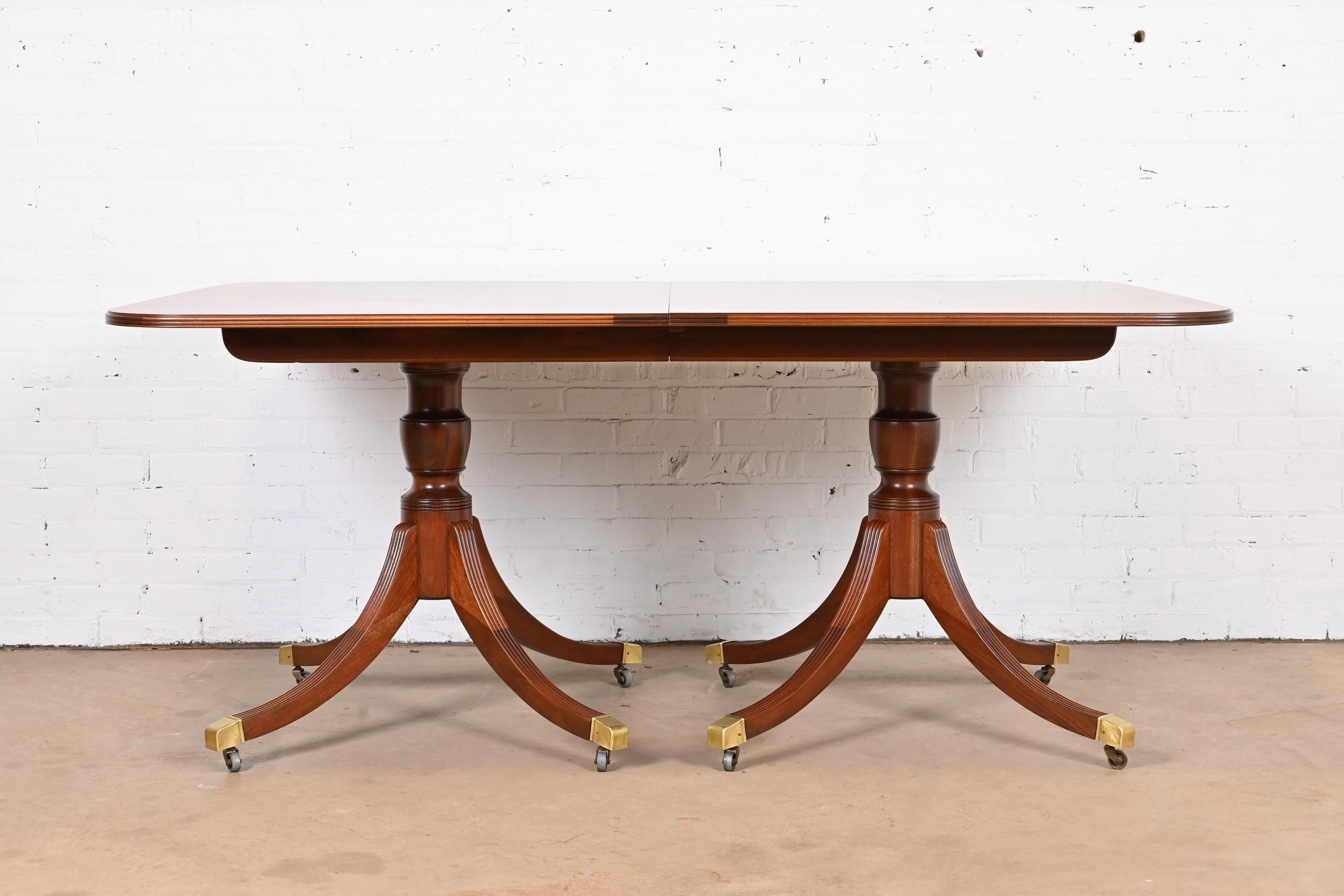Baker Furniture Georgian Mahogany Double Pedestal Dining Table, Newly Refinished 4