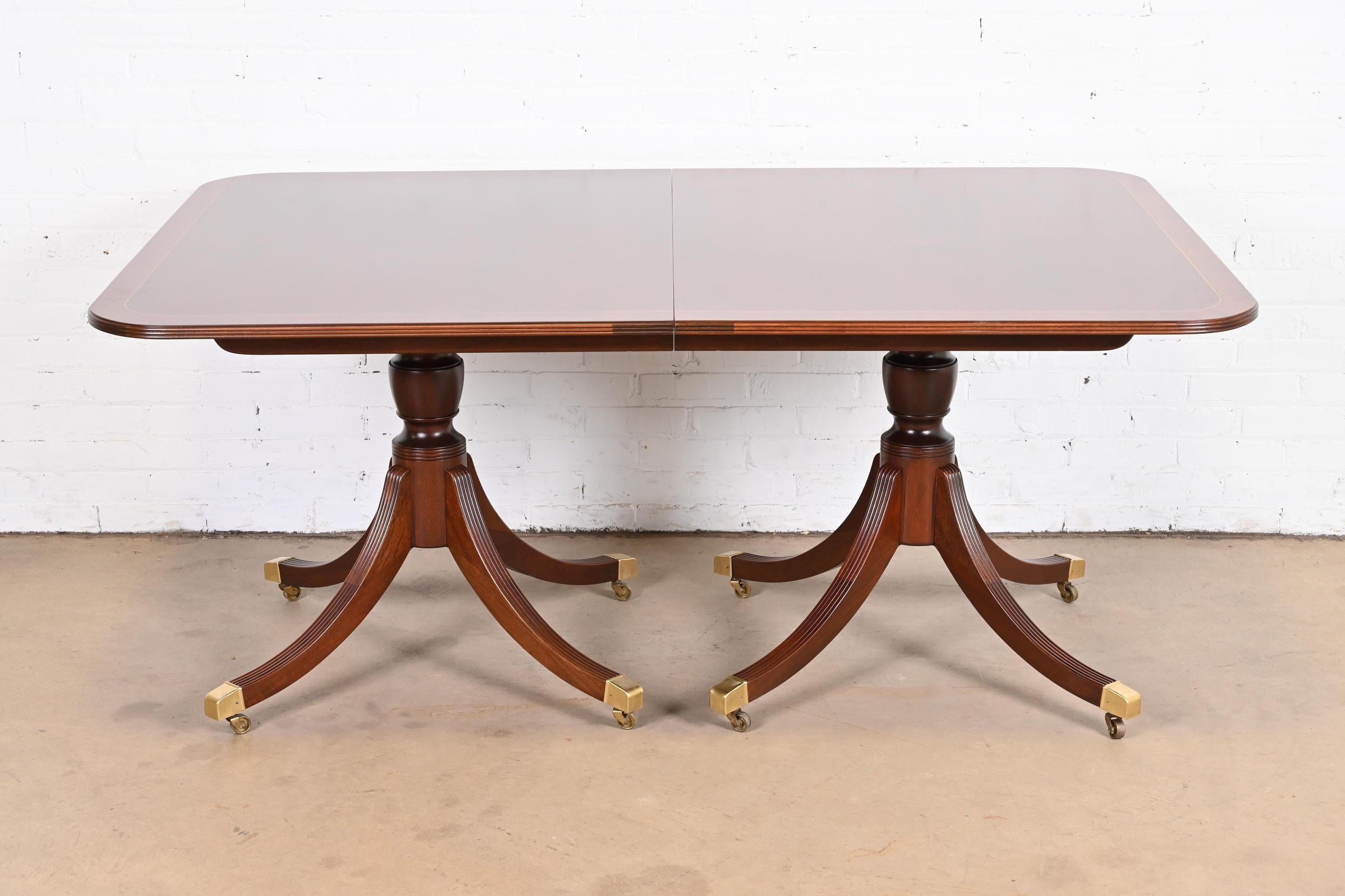 Baker Furniture Georgian Mahogany Double Pedestal Dining Table, Newly Refinished 4