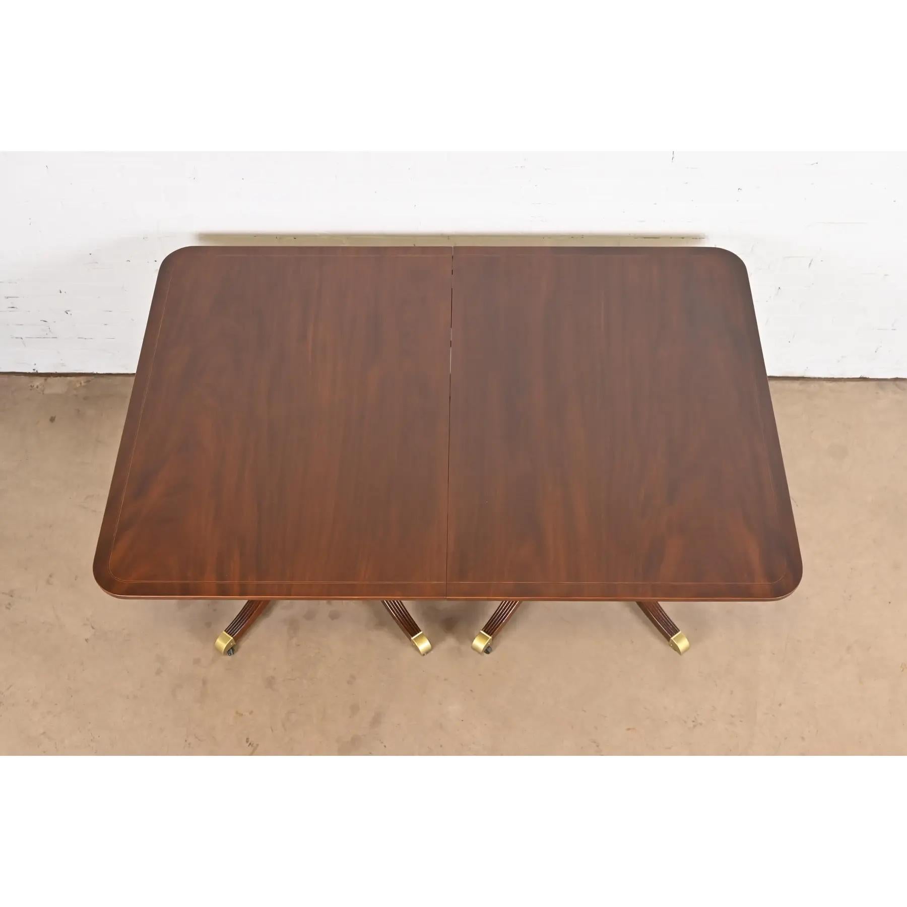 Baker Furniture Georgian Mahogany Double Pedestal Dining Table, Newly Refinished For Sale 4