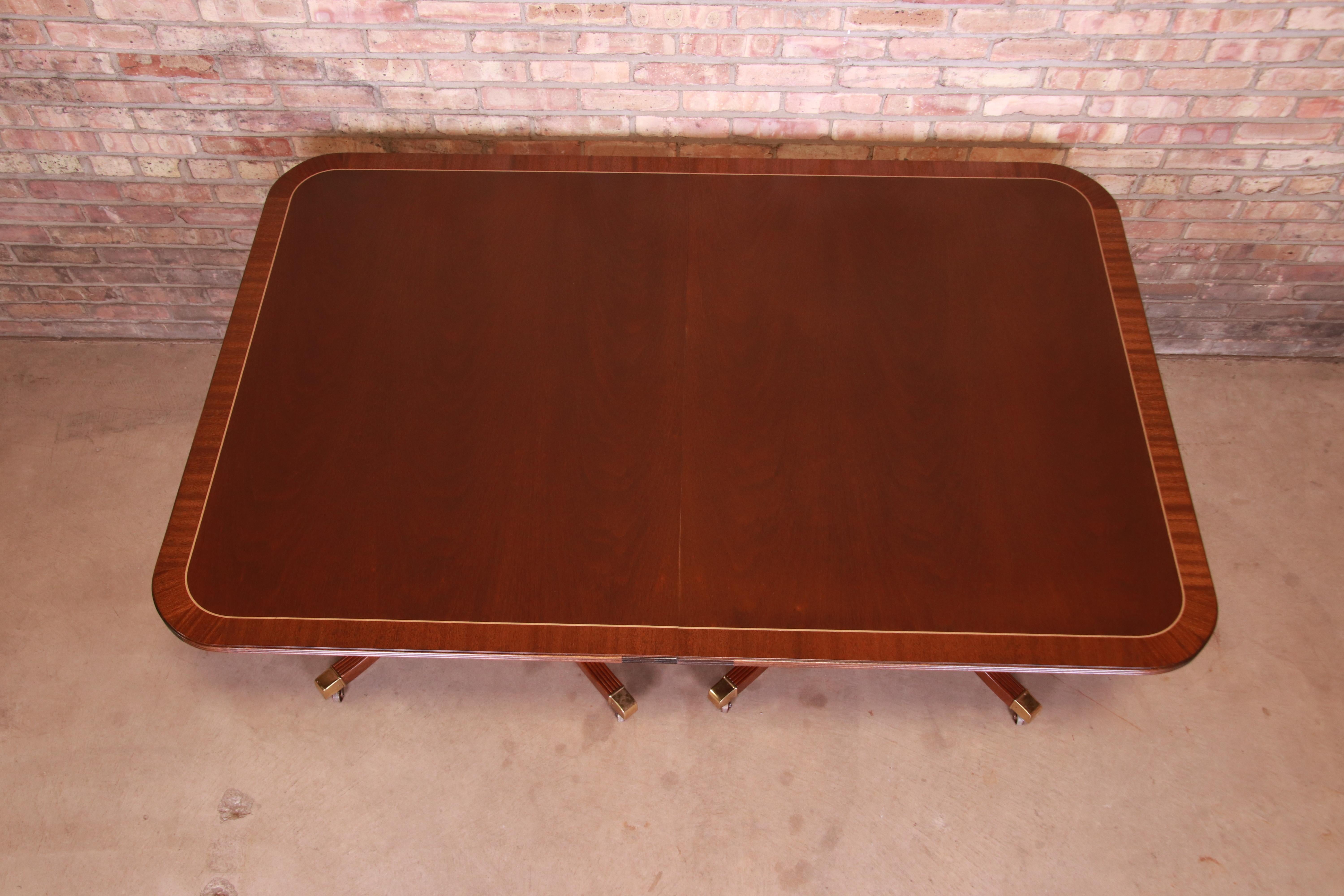 Baker Furniture Georgian Mahogany Double Pedestal Dining Table, Newly Refinished 5