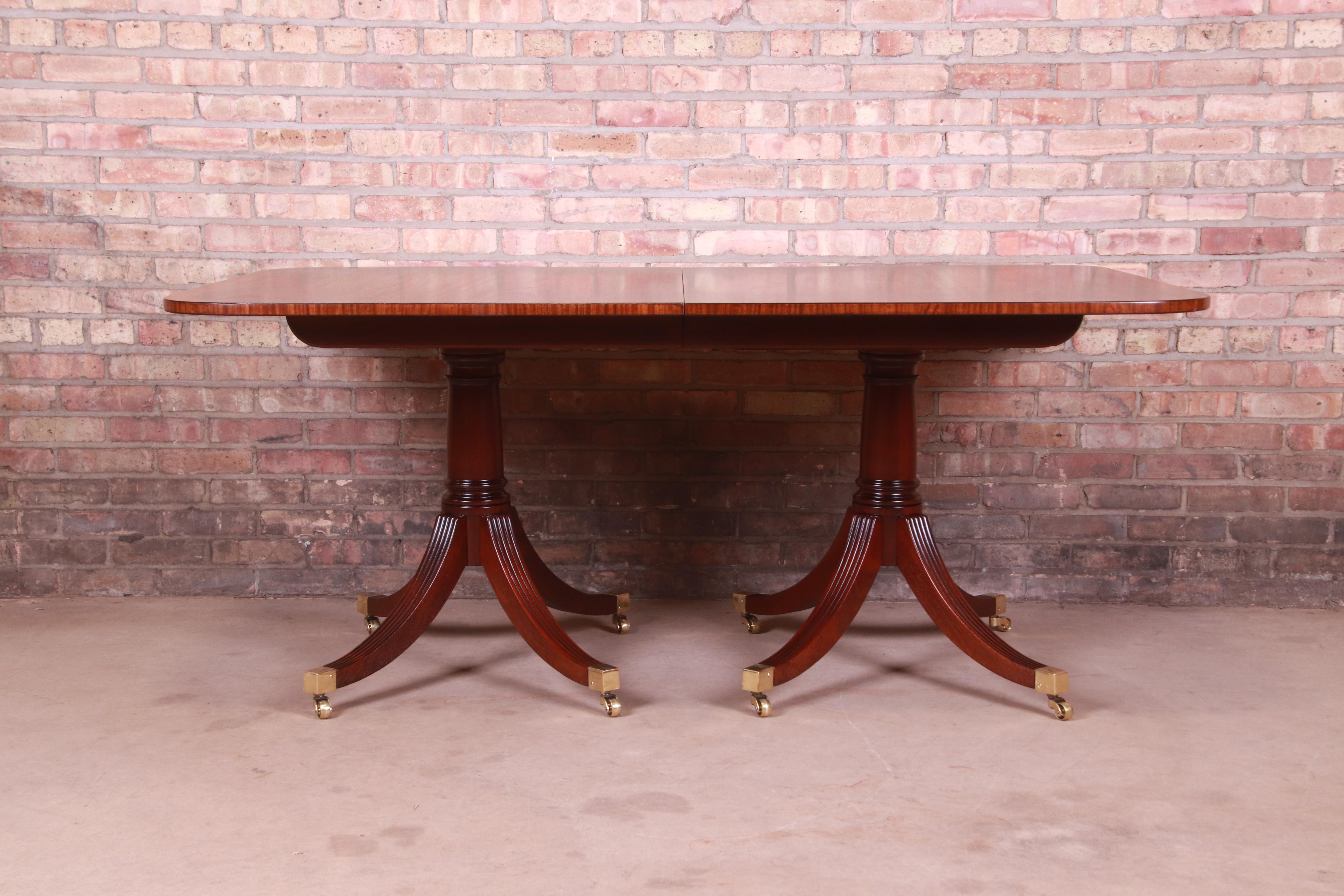 Baker Furniture Georgian Mahogany Double Pedestal Dining Table, Newly Refinished 4