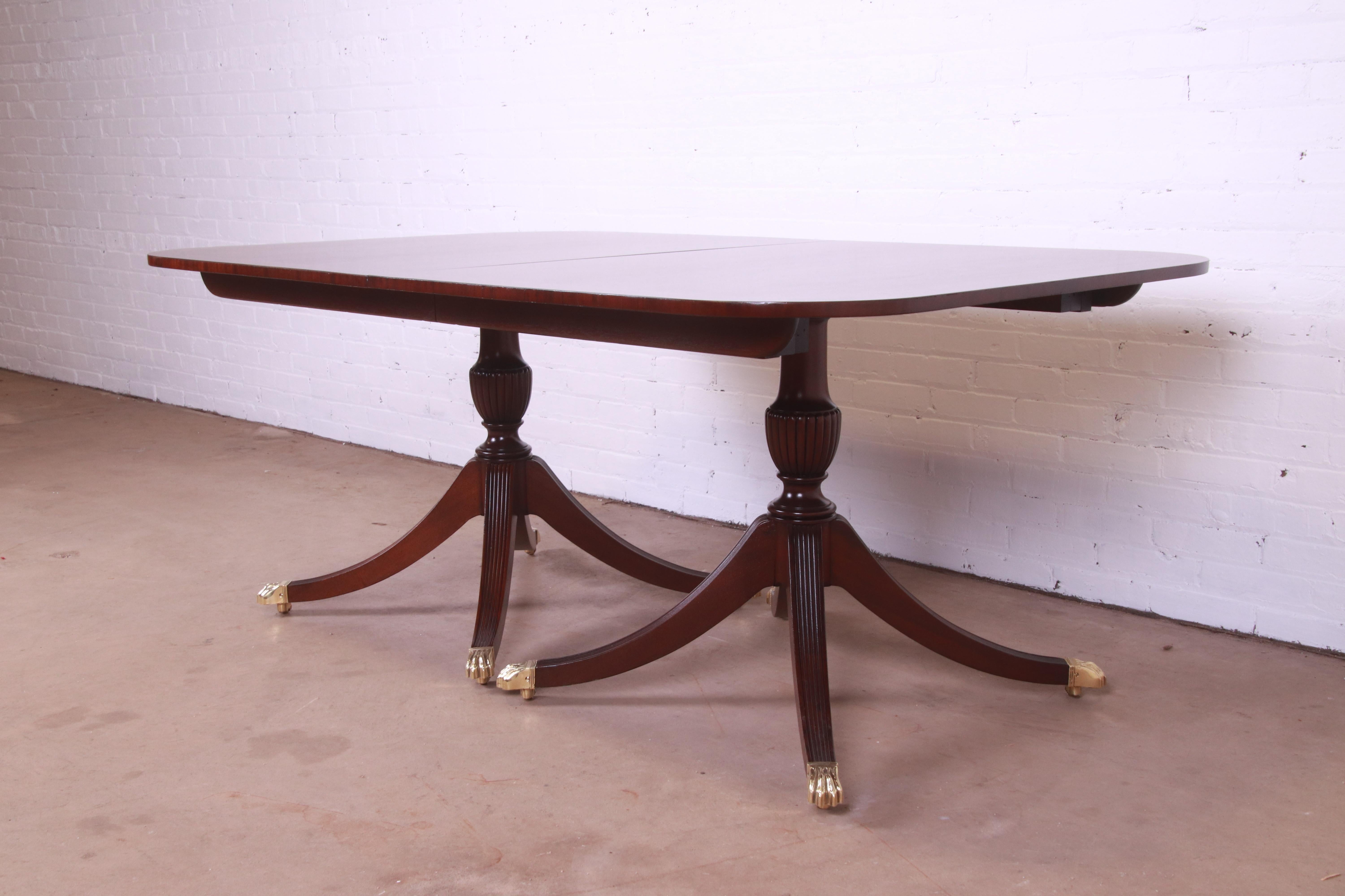 Baker Furniture Georgian Mahogany Double Pedestal Dining Table, Newly Refinished 5
