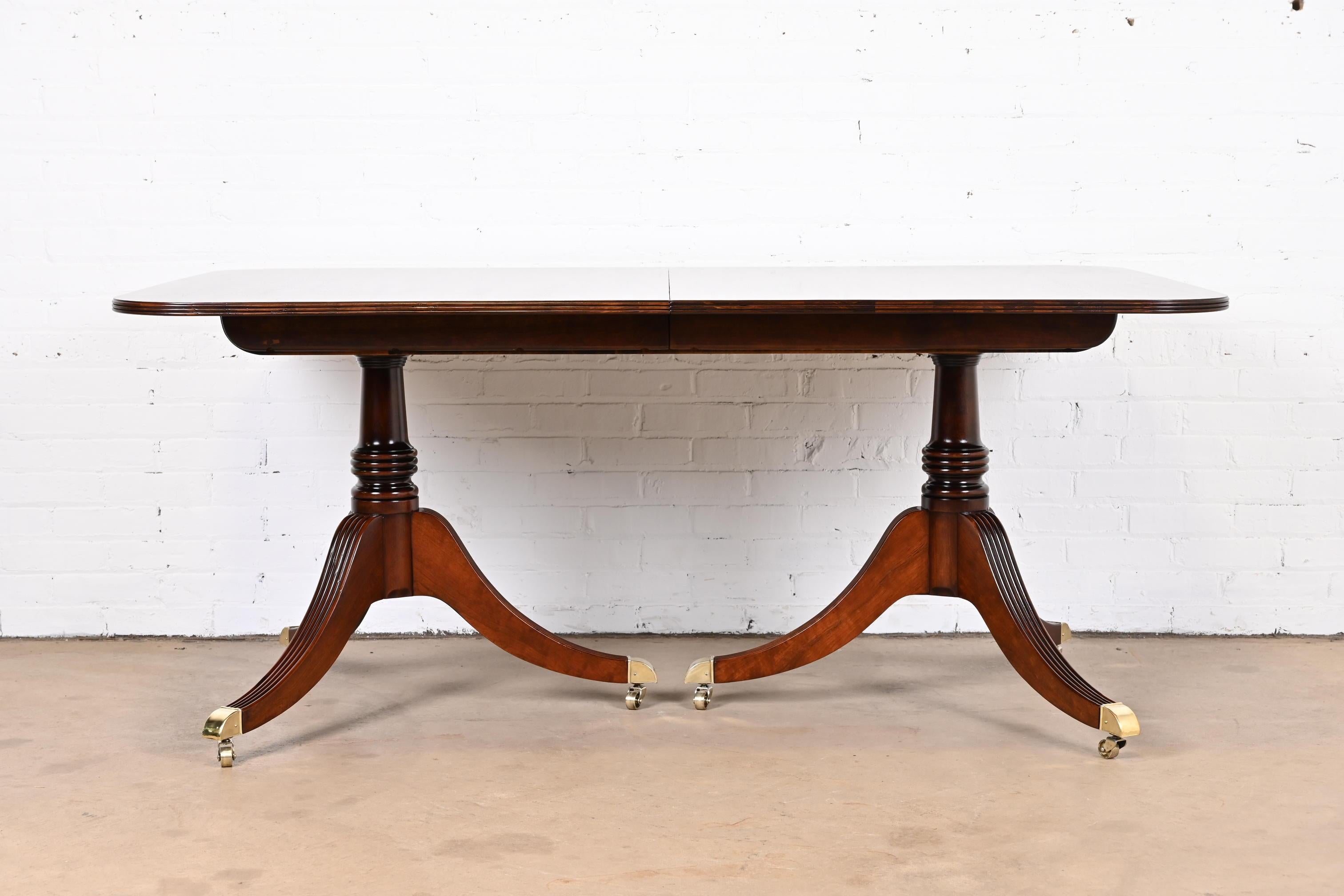 Baker Furniture Georgian Mahogany Double Pedestal Dining Table, Newly Refinished 5