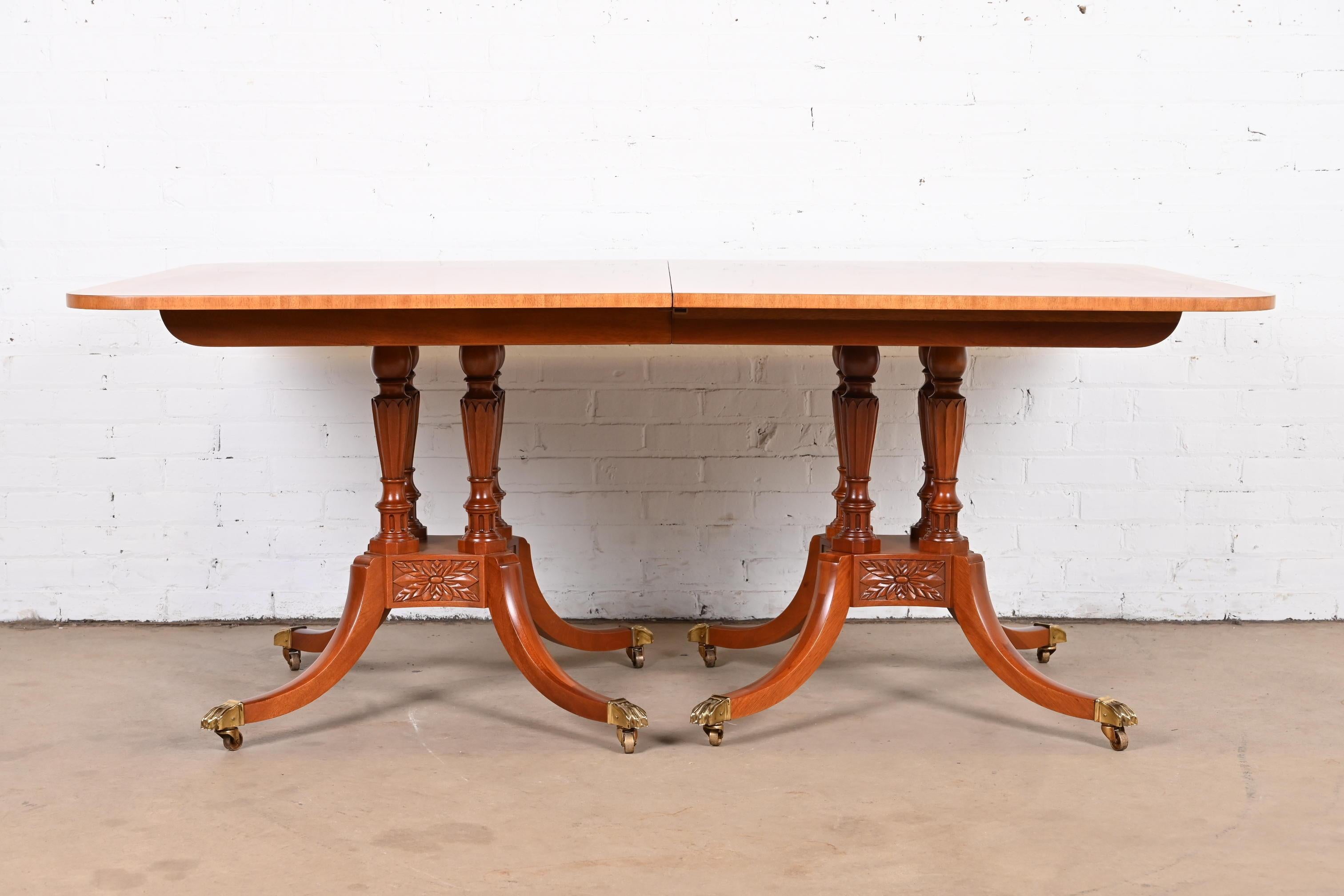 Baker Furniture Georgian Mahogany Double Pedestal Dining Table, Newly Refinished For Sale 5