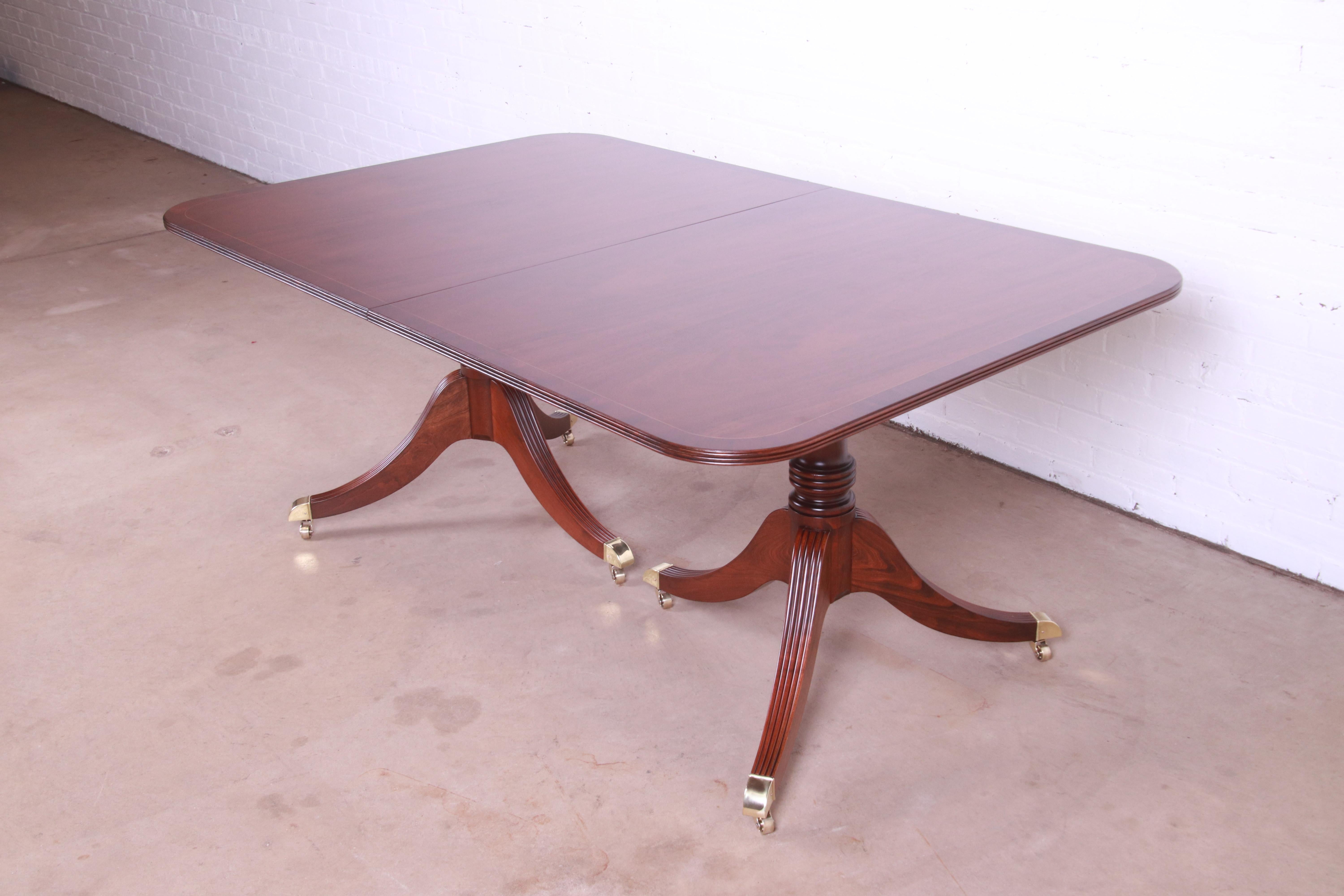 Baker Furniture Georgian Mahogany Double Pedestal Dining Table, Newly Refinished 6