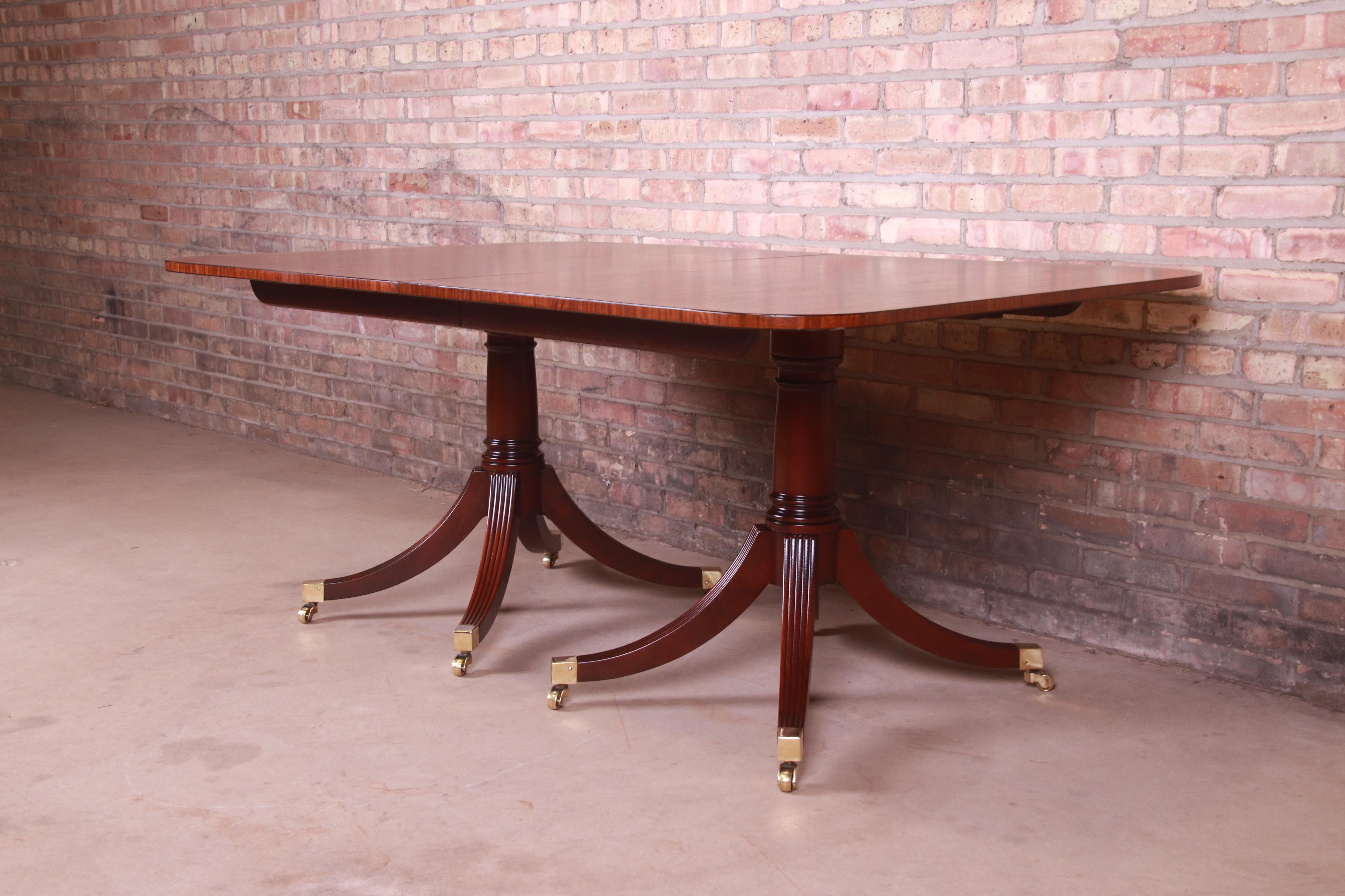 Baker Furniture Georgian Mahogany Double Pedestal Dining Table, Newly Refinished 6