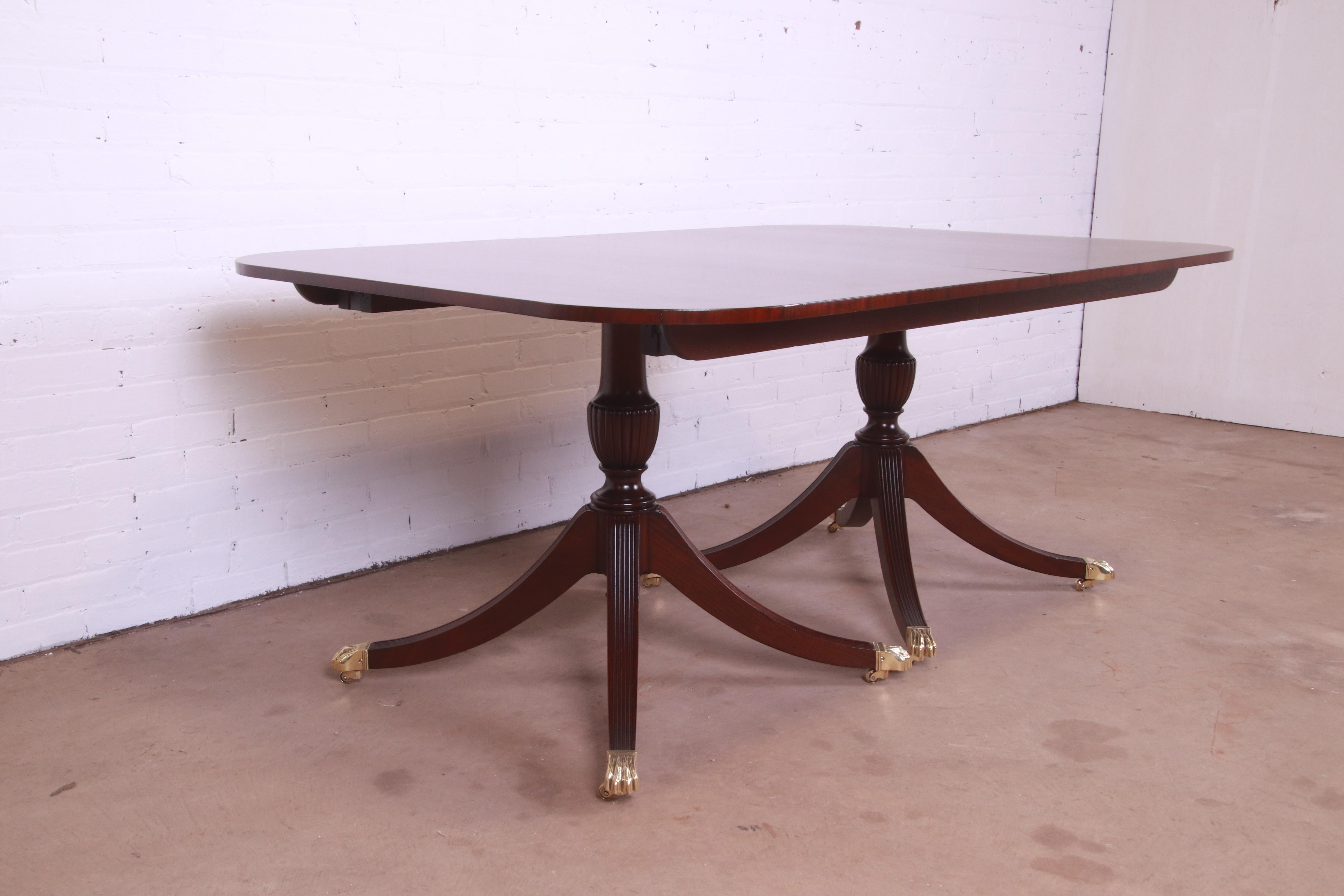 Baker Furniture Georgian Mahogany Double Pedestal Dining Table, Newly Refinished 7