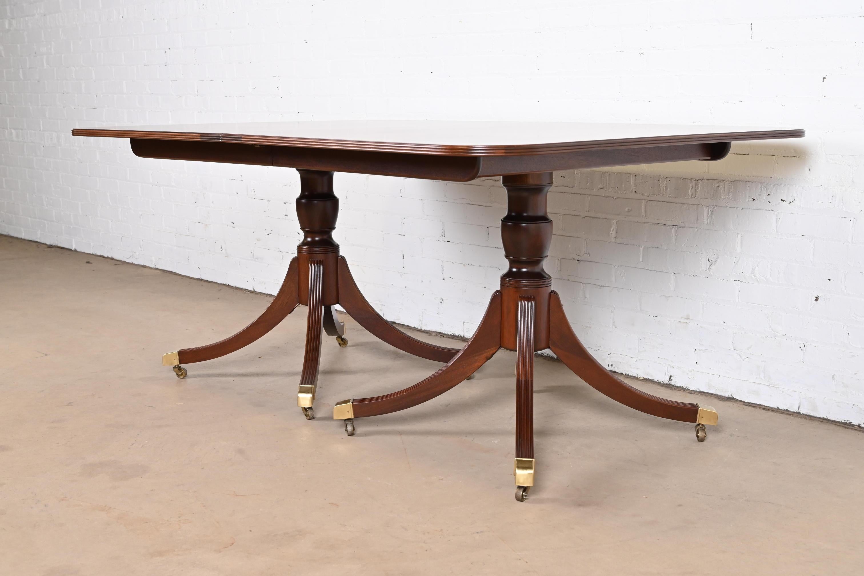 Baker Furniture Georgian Mahogany Double Pedestal Dining Table, Newly Refinished 7