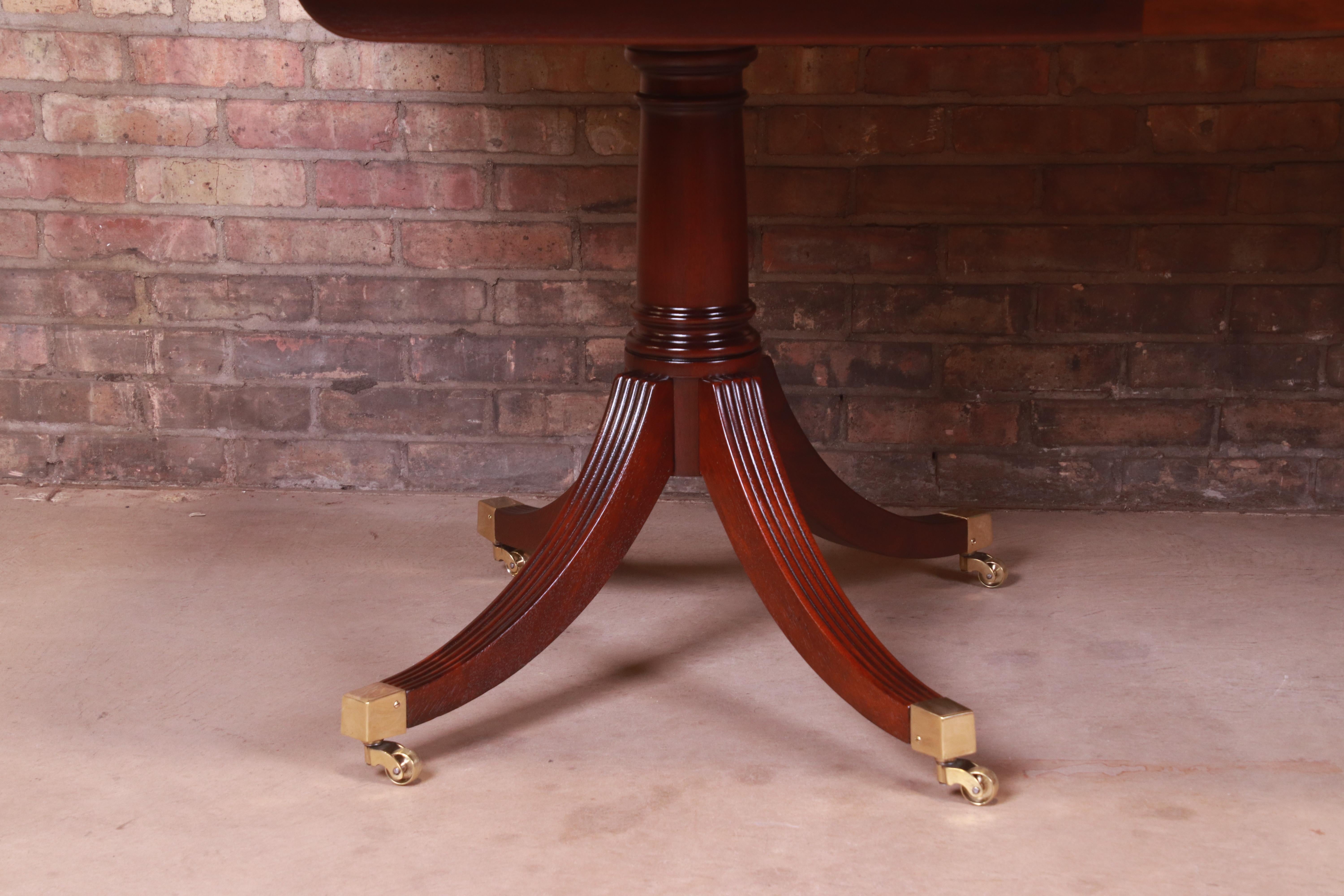 Baker Furniture Georgian Mahogany Double Pedestal Dining Table, Newly Refinished 8