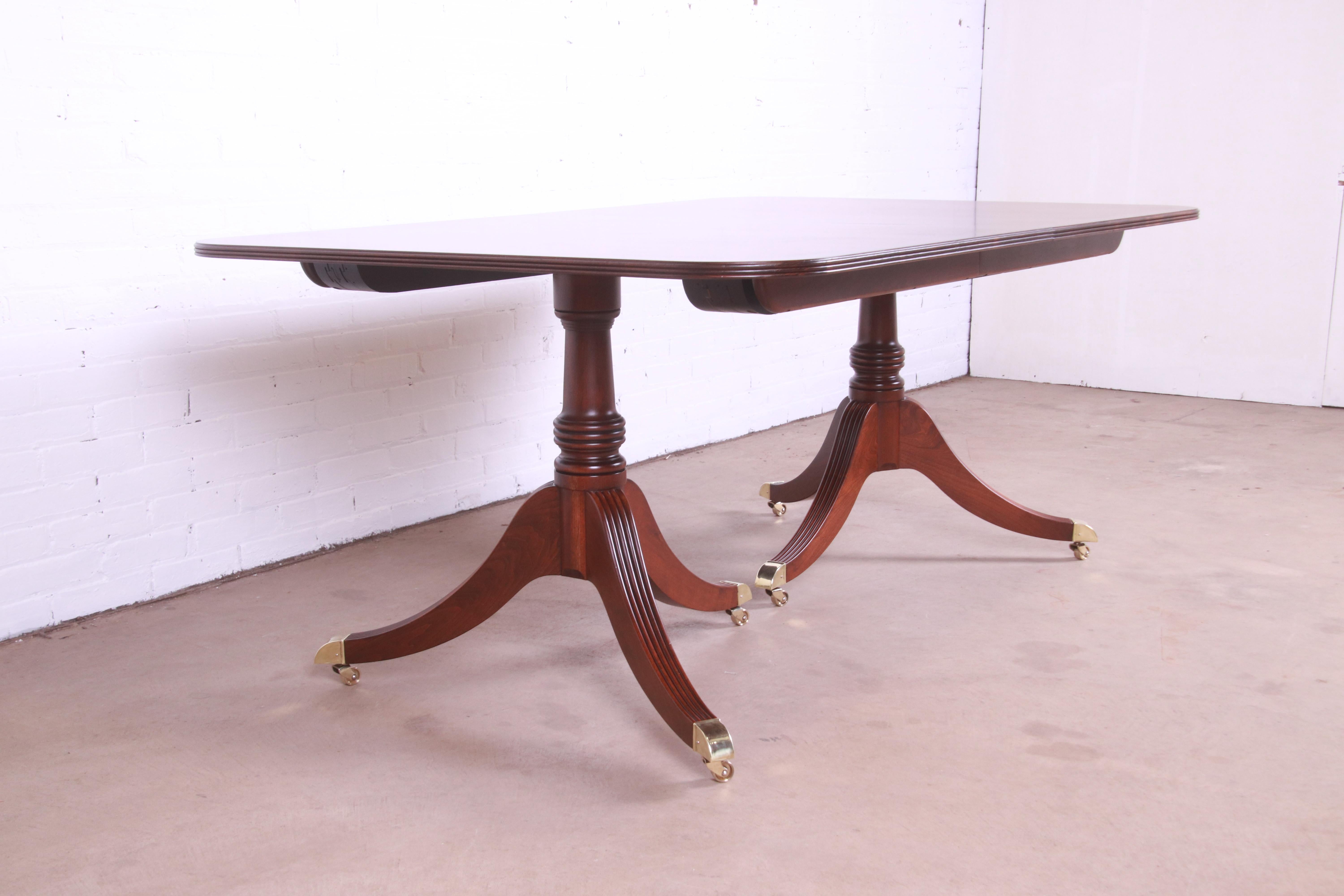 Baker Furniture Georgian Mahogany Double Pedestal Dining Table, Newly Refinished 9