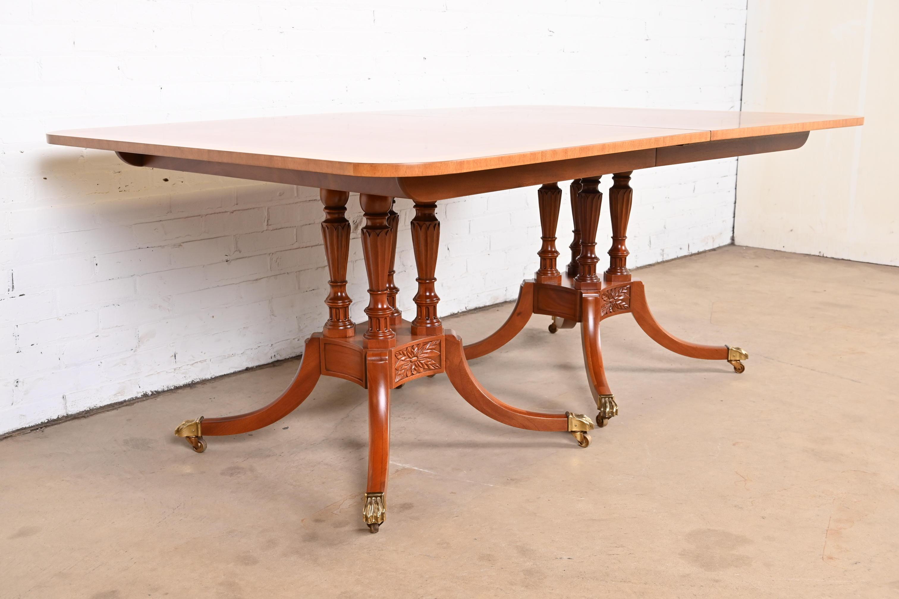 Baker Furniture Georgian Mahogany Double Pedestal Dining Table, Newly Refinished For Sale 10
