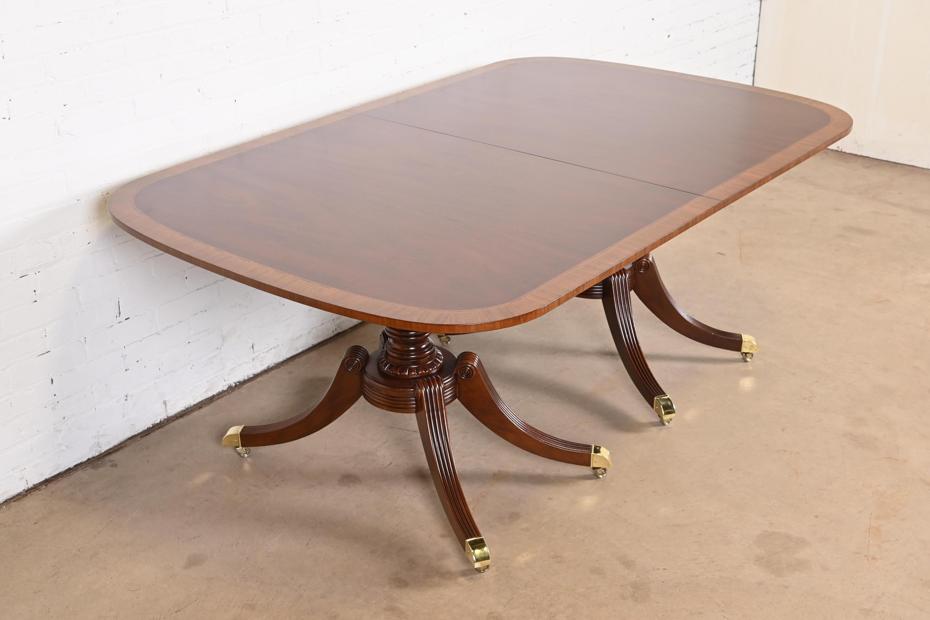 Baker Furniture Georgian Mahogany Double Pedestal Dining Table, Newly Refinished 10