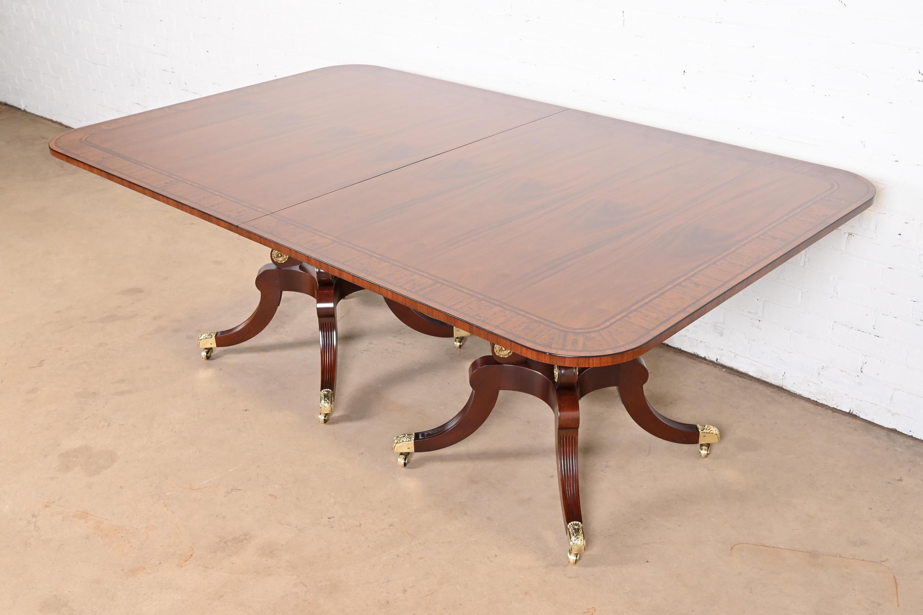 Baker Furniture Georgian Mahogany Double Pedestal Dining Table, Newly Refinished 10