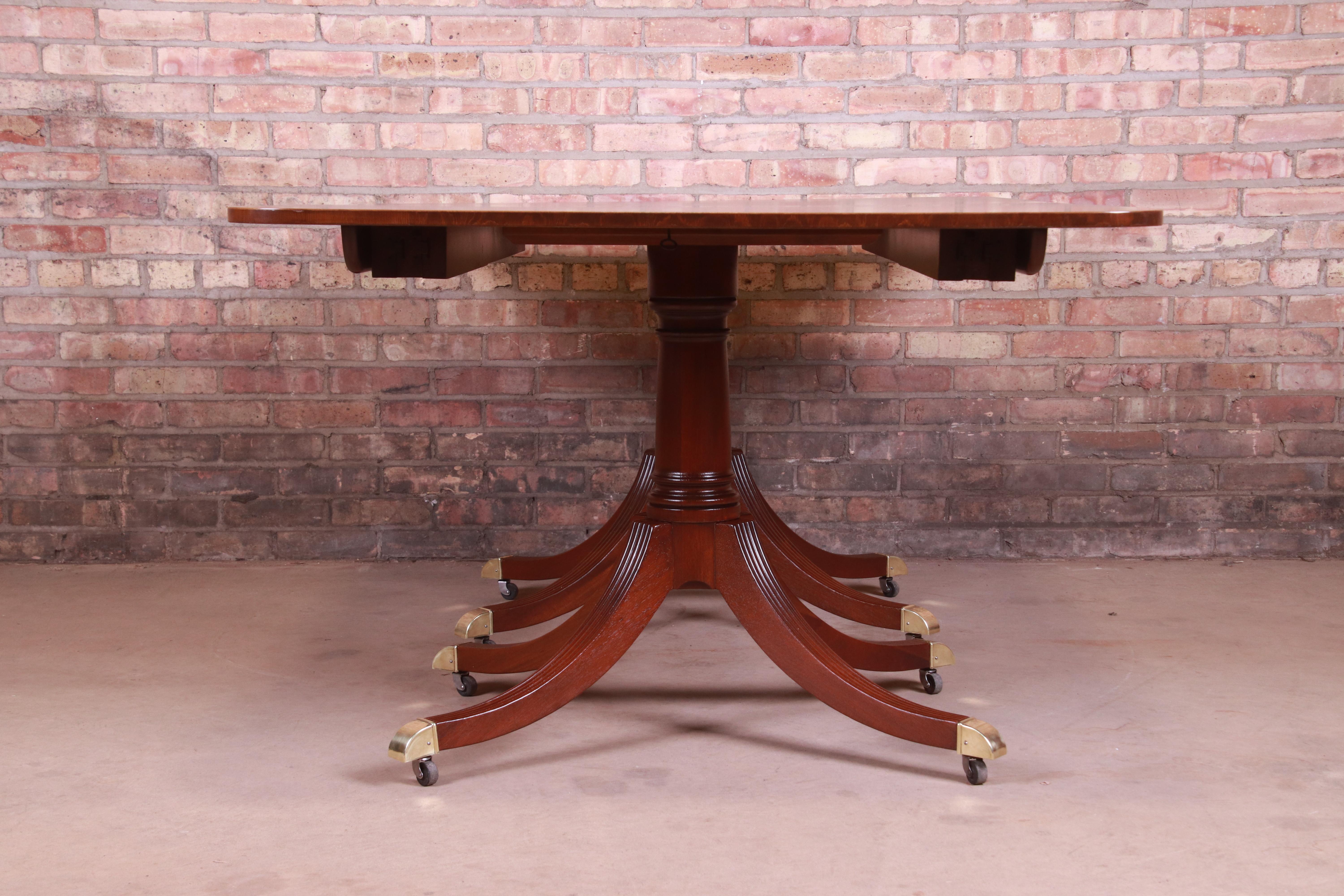 Baker Furniture Georgian Mahogany Double Pedestal Dining Table, Newly Refinished 10