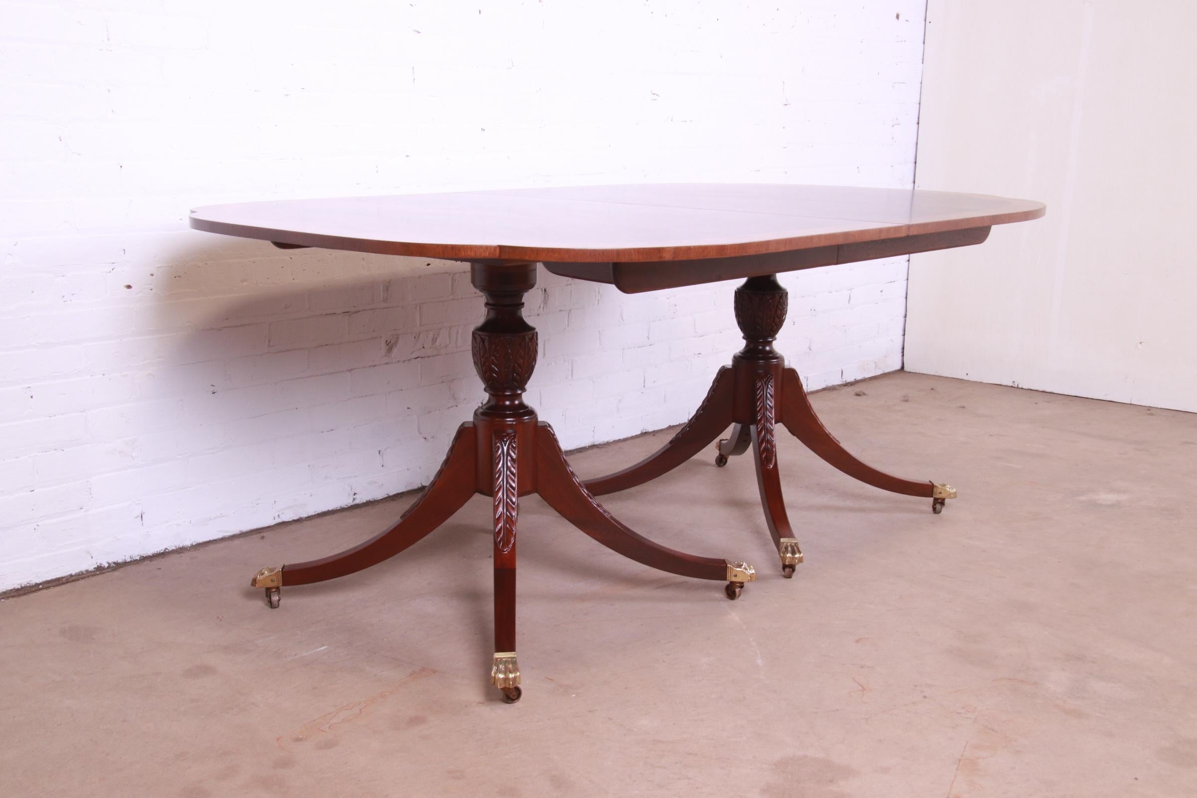 Baker Furniture Georgian Mahogany Double Pedestal Dining Table, Newly Refinished 11