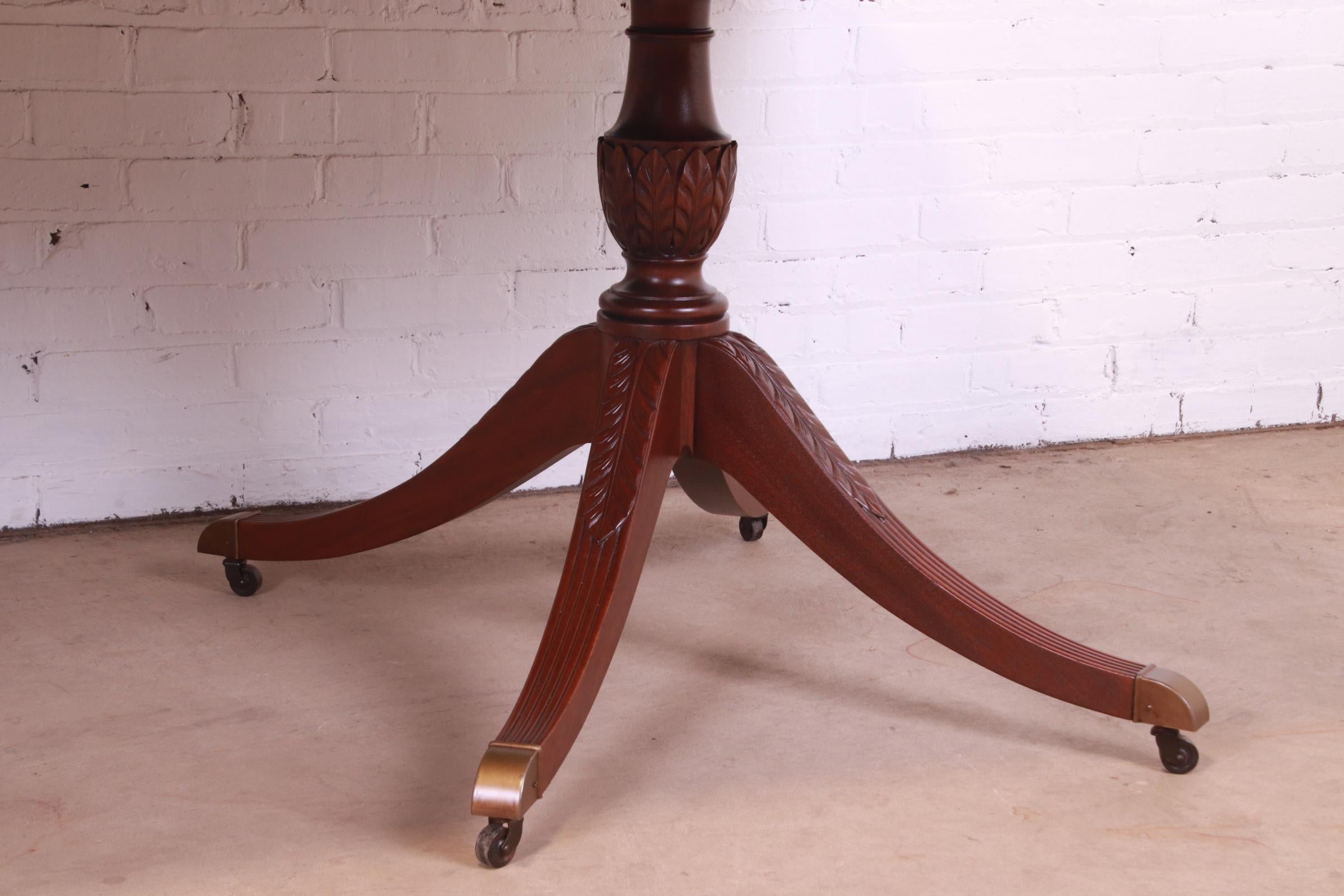 Baker Furniture Georgian Mahogany Double Pedestal Dining Table, Newly Refinished 11