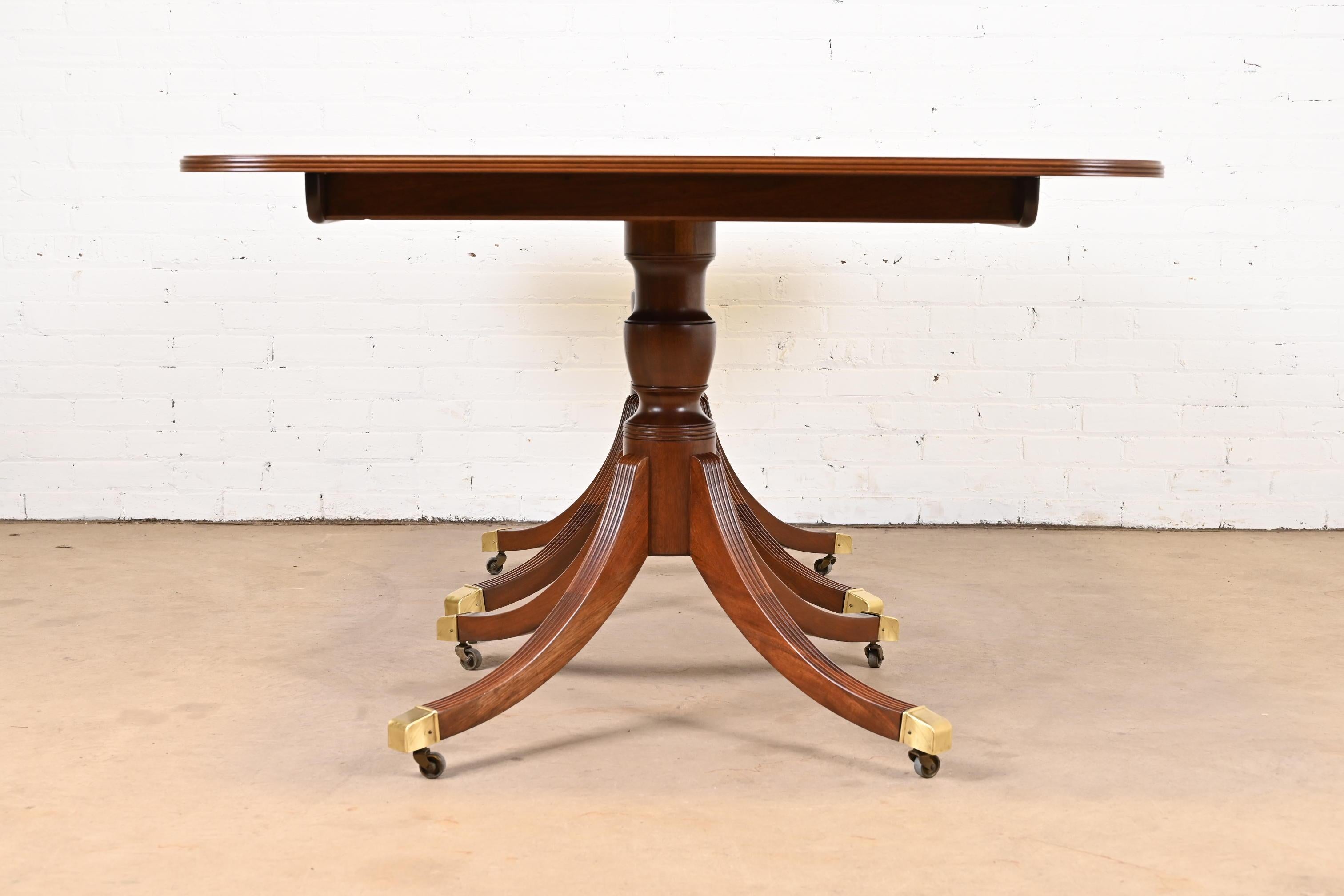 Baker Furniture Georgian Mahogany Double Pedestal Dining Table, Newly Refinished 11