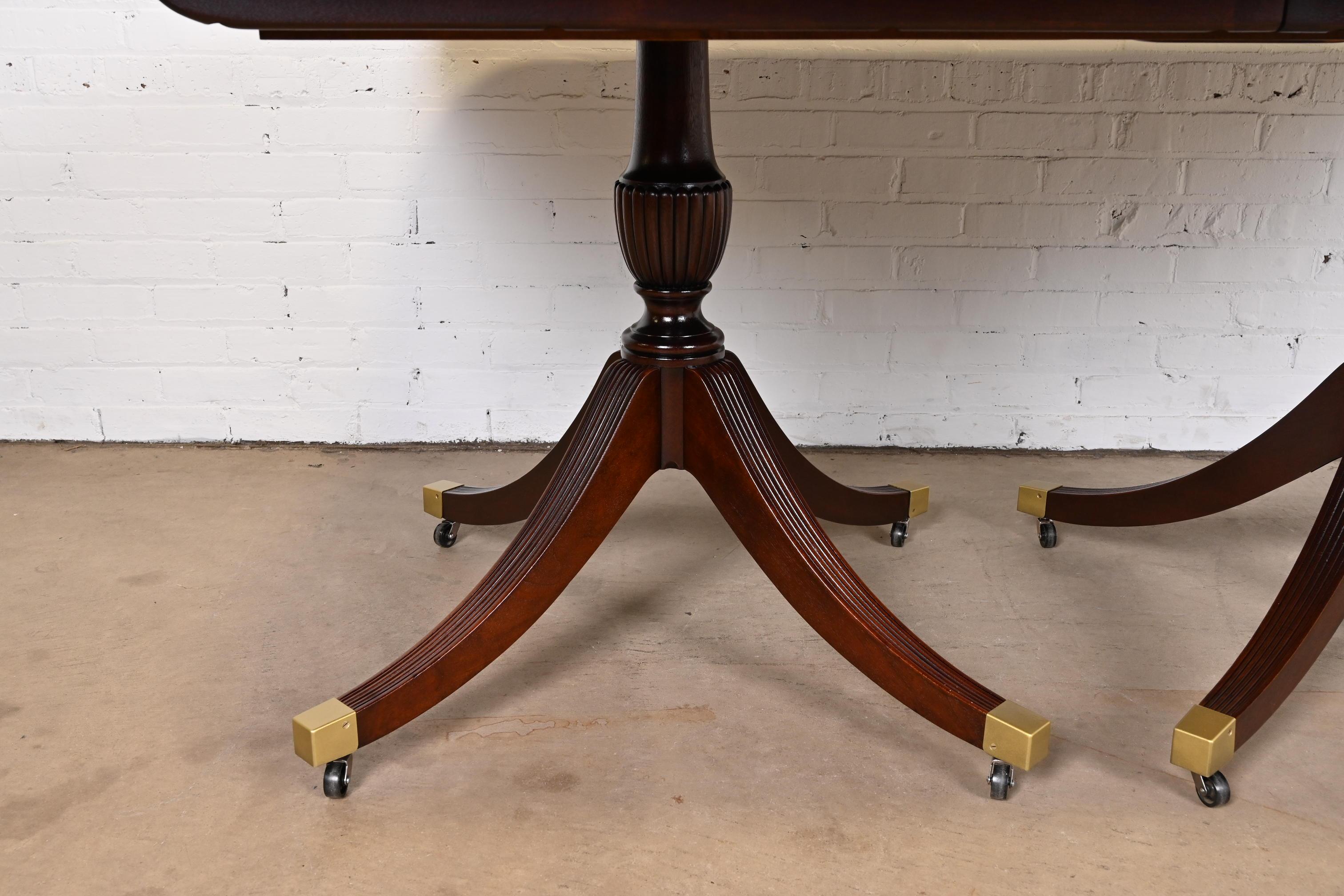 Baker Furniture Georgian Mahogany Double Pedestal Dining Table, Newly Refinished 12