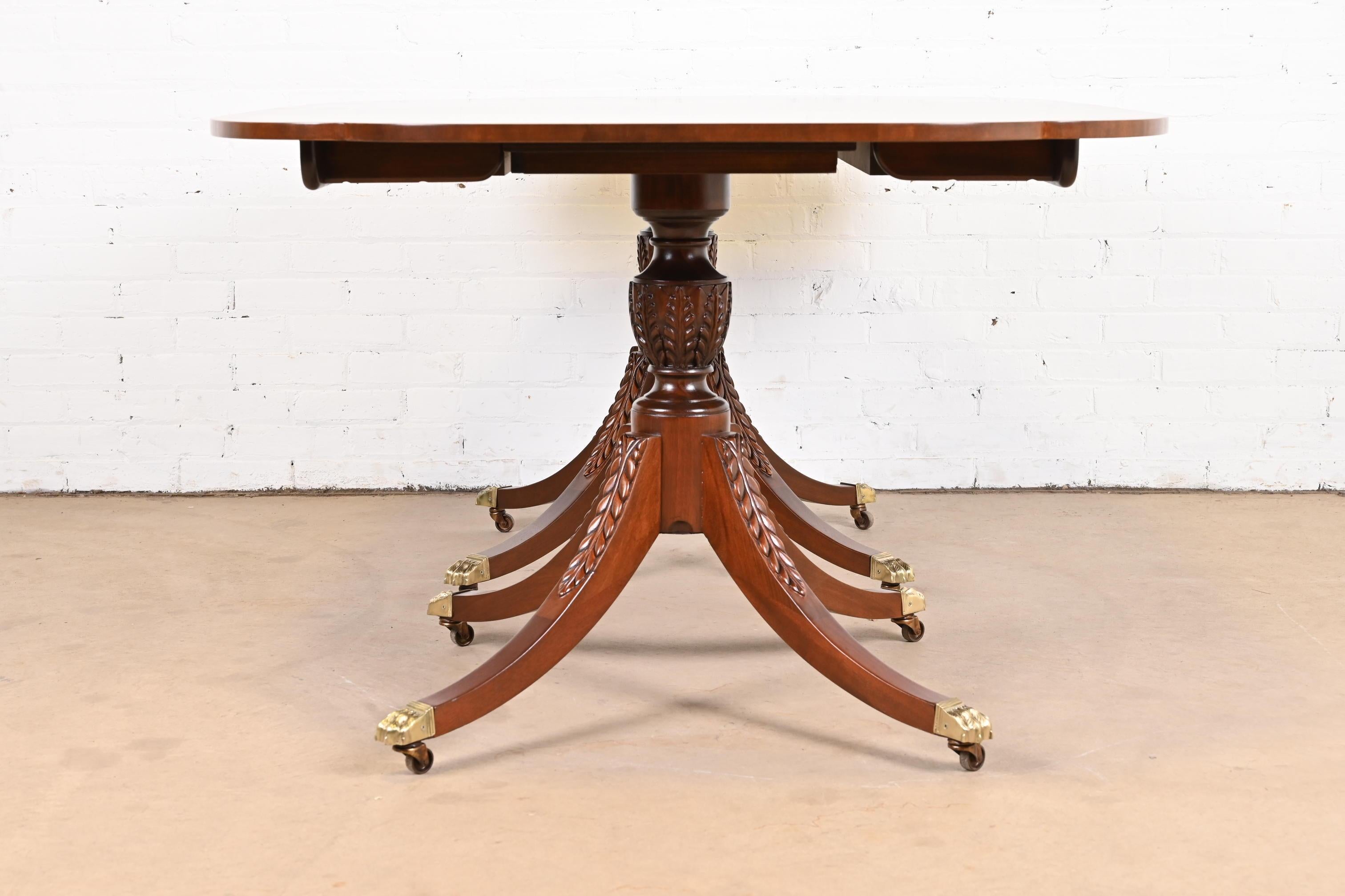 Baker Furniture Georgian Mahogany Double Pedestal Dining Table, Newly Refinished 12
