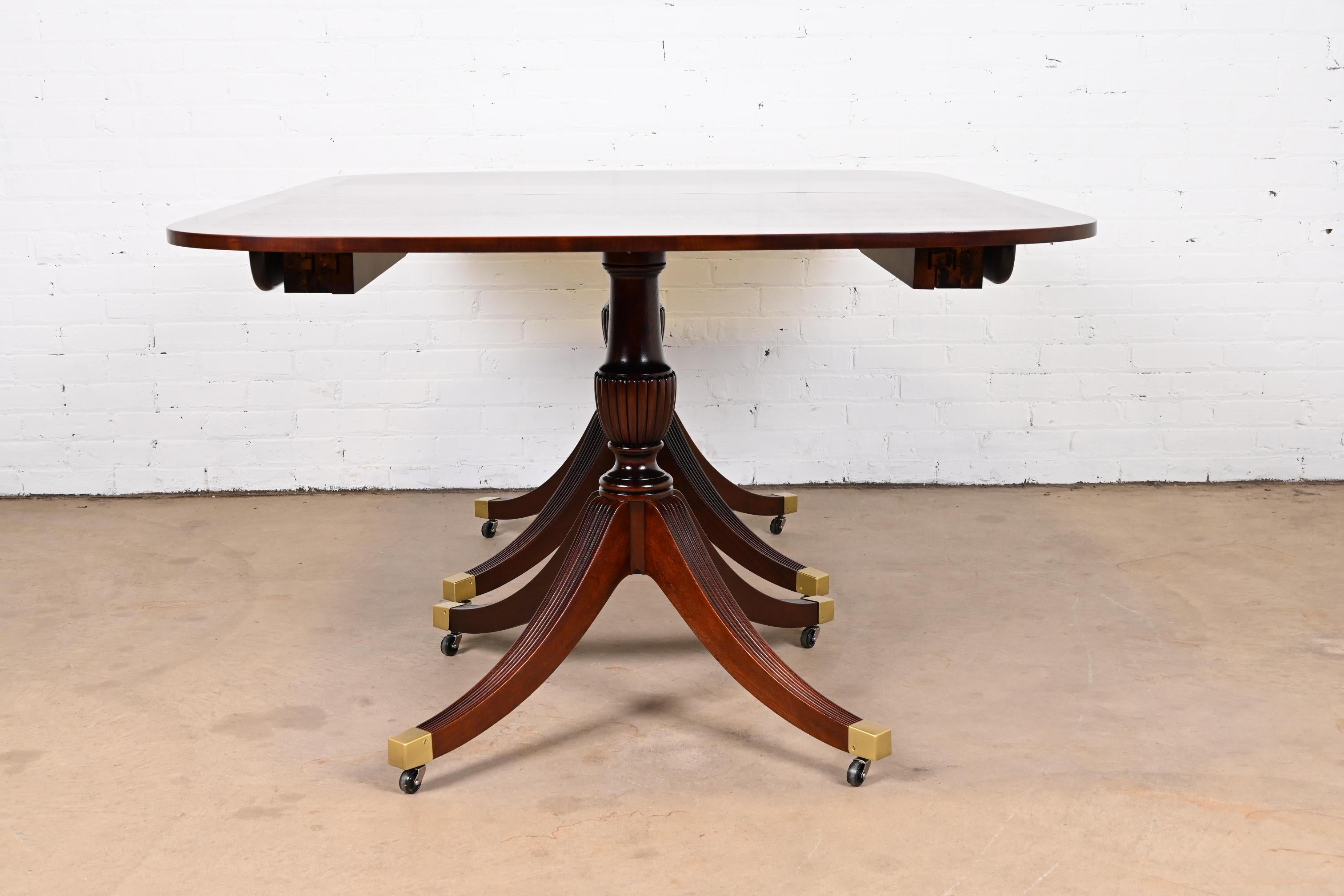 Baker Furniture Georgian Mahogany Double Pedestal Dining Table, Newly Refinished 13