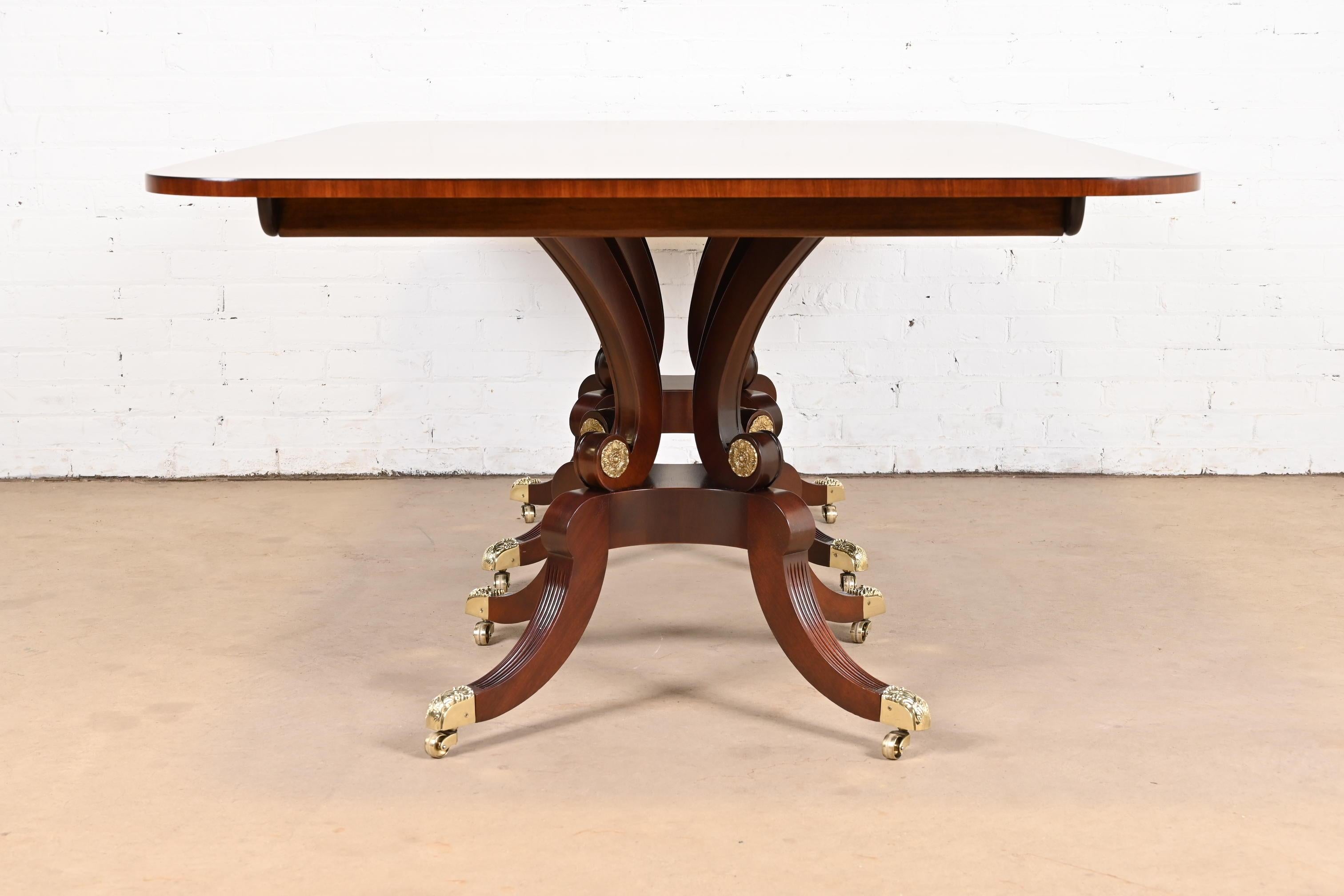 Baker Furniture Georgian Mahogany Double Pedestal Dining Table, Newly Refinished 13
