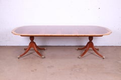 Baker Furniture Georgian Mahogany Double Pedestal Dining Table, Newly Refinished