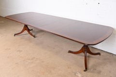Baker Furniture Georgian Mahogany Double Pedestal Dining Table, Newly Refinished